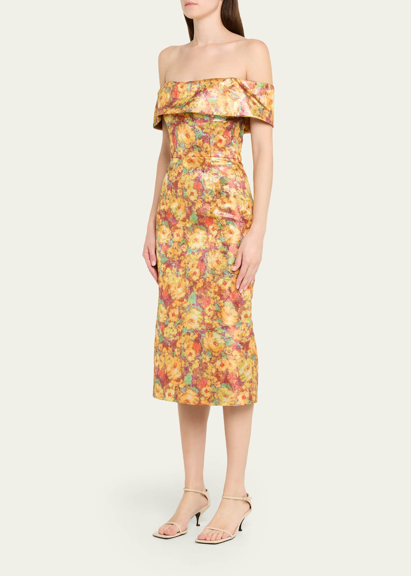 Markarian Gloria Metallic Floral Jacquard Off-The-Shoulder Dress - Bergdorf  Goodman