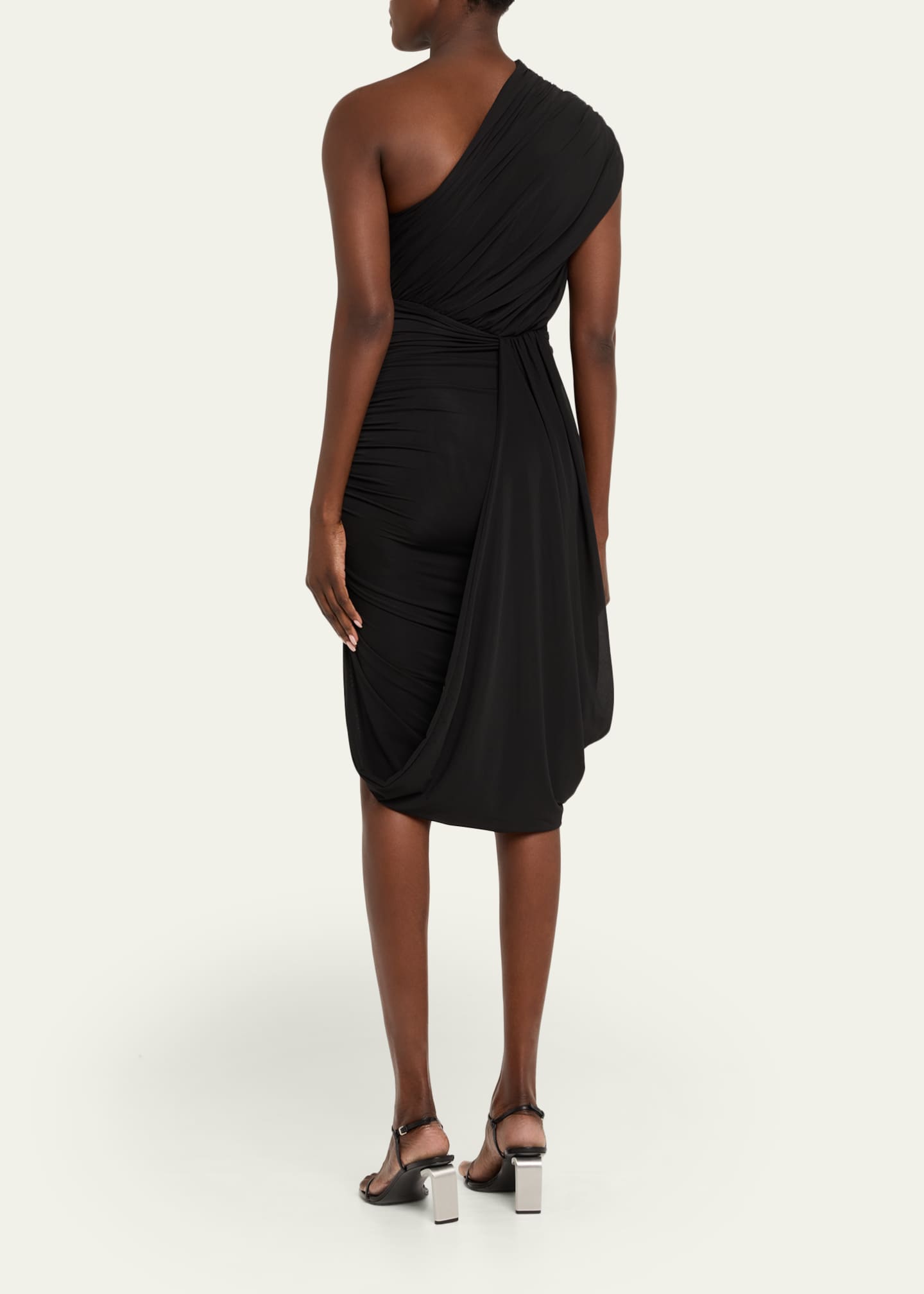 Ronny Kobo Emery Draped One-Shoulder Bodycon Dress, Black, Women's, Small, Cocktail & Party Wedding Guest Dresses One-Shoulder Dresses