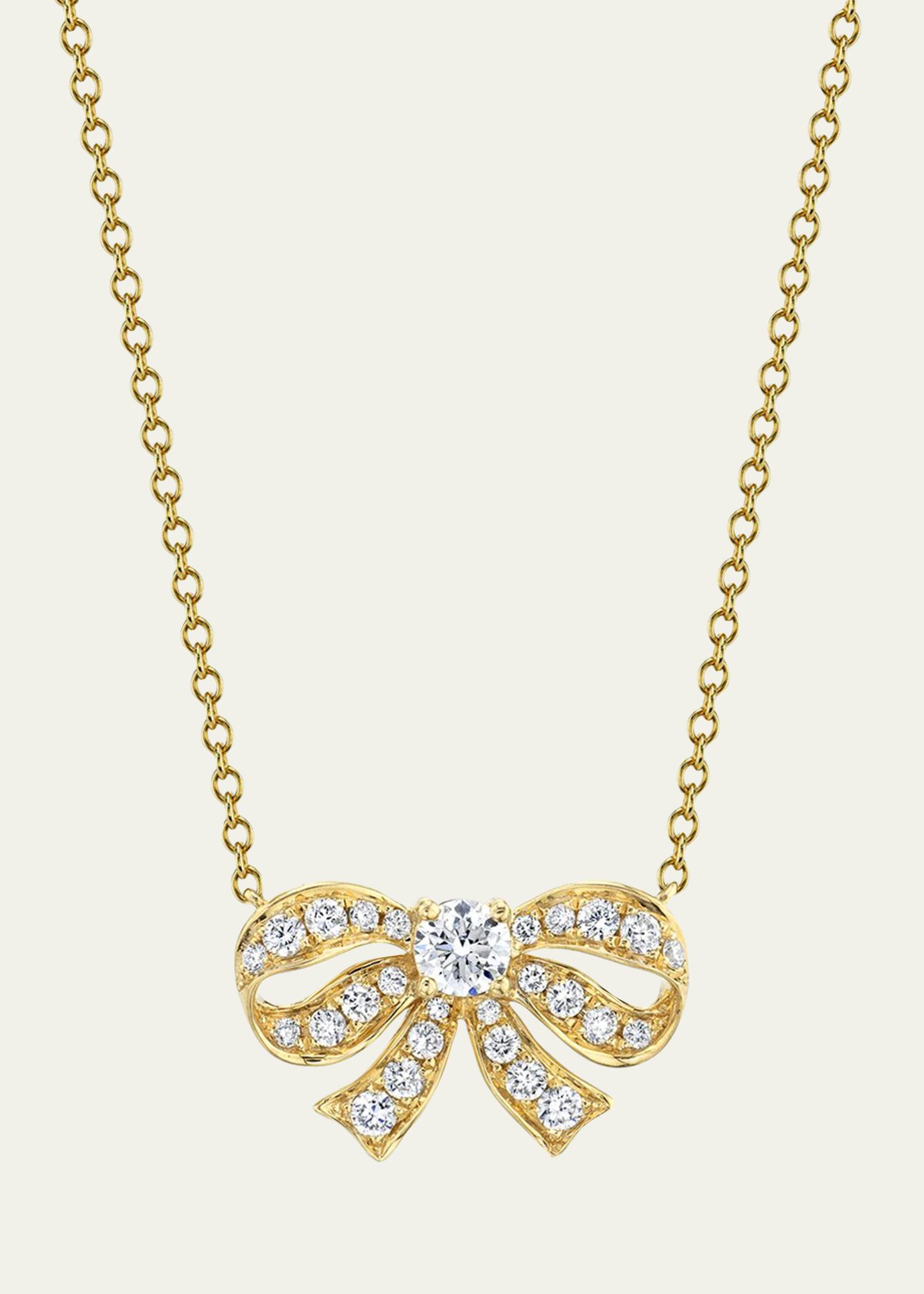 Anita Ko 18K Yellow Gold Diamond Bow Necklace - Bergdorf Goodman