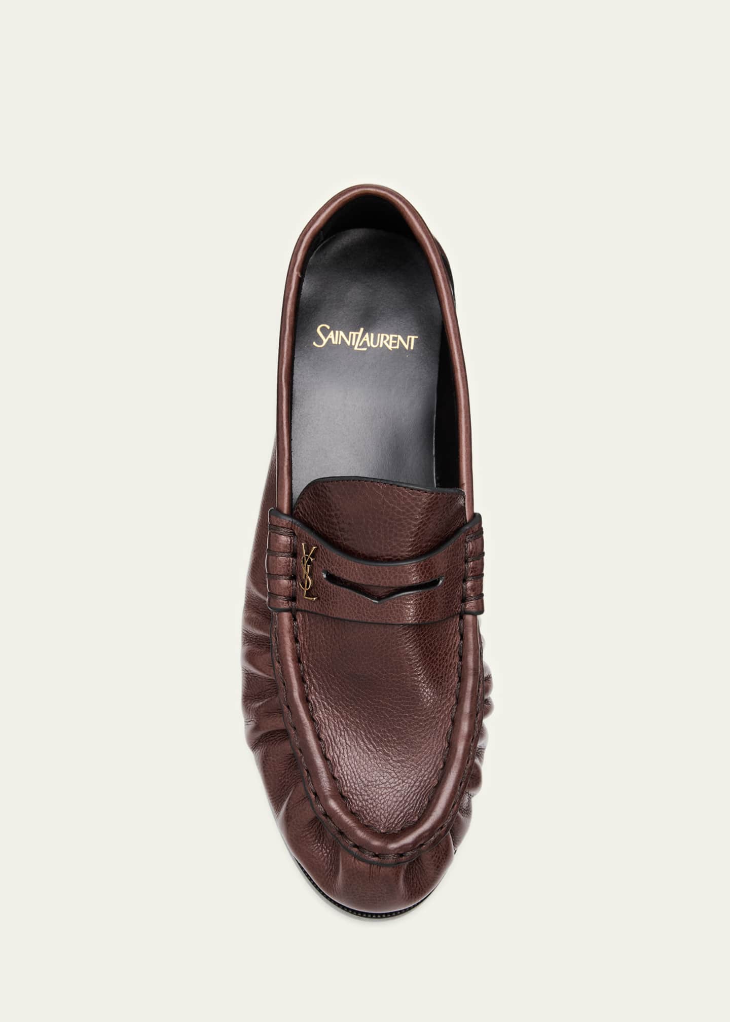 Saint Laurent Le Leather YSL Penny Loafers - Bergdorf Goodman
