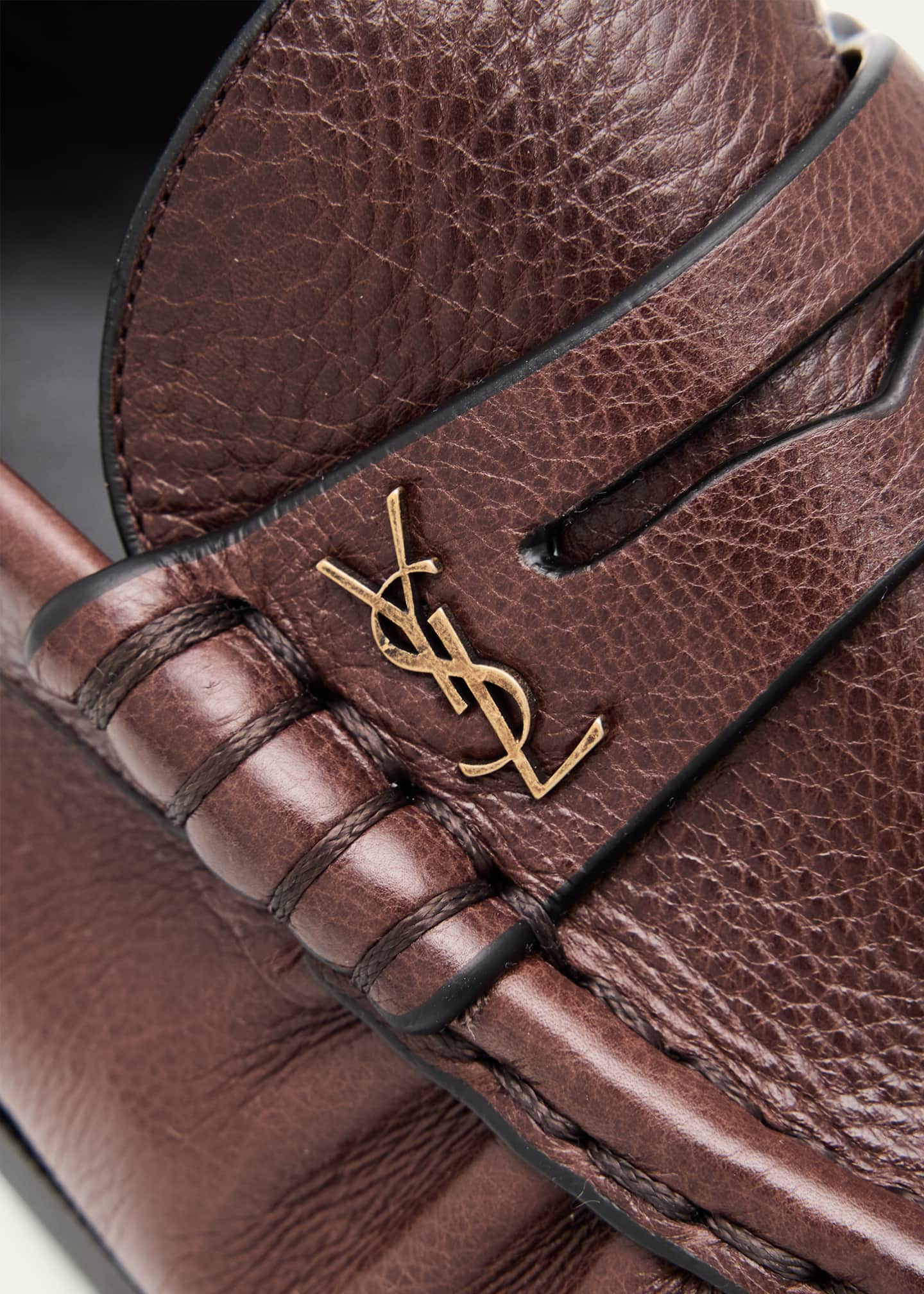 Saint Laurent Le Leather YSL Penny Loafers - Bergdorf Goodman