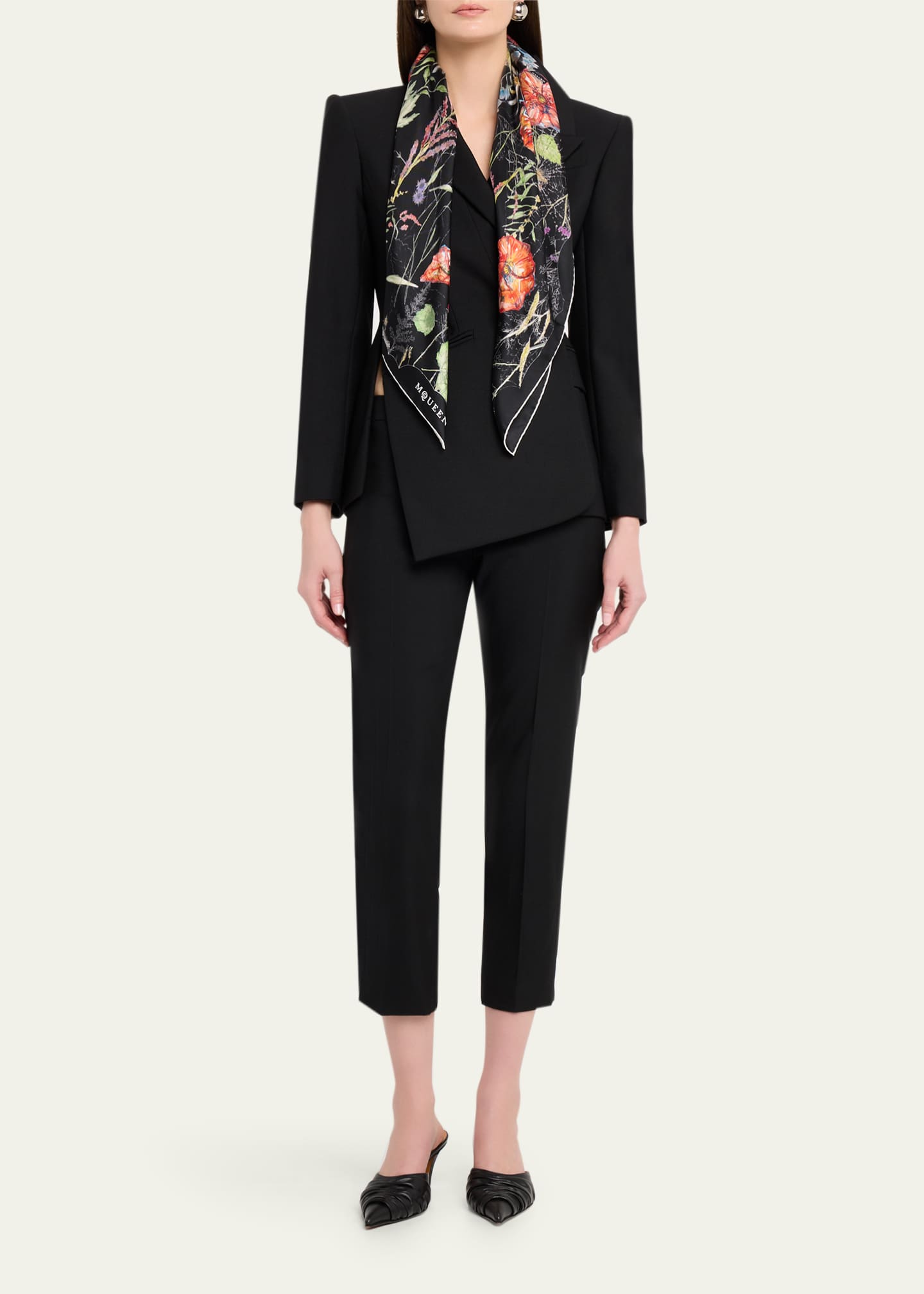 ノ*ブ様 Paula McArdle　シルクスクリーン　Duo McQueen Spider Floral Silk Twill Scarf - Bergdorf Goodman