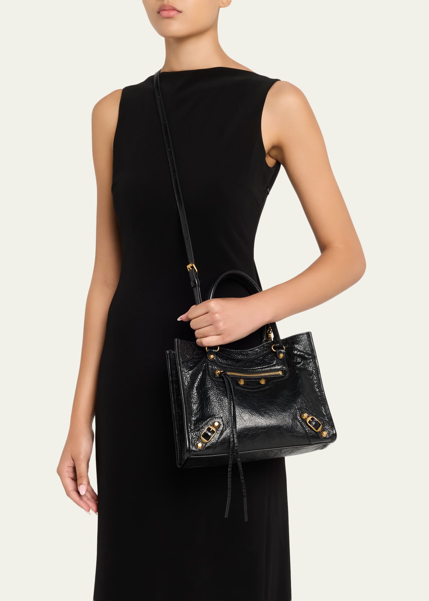 Balenciaga Arena Crinkled Leather Top-Handle Bag - Bergdorf Goodman