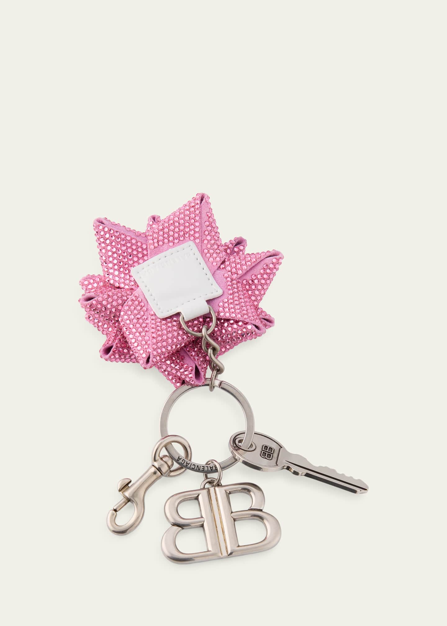 Balenciaga Pink Crystal Gifting Bow Key Ring Bag Charm - Bergdorf
