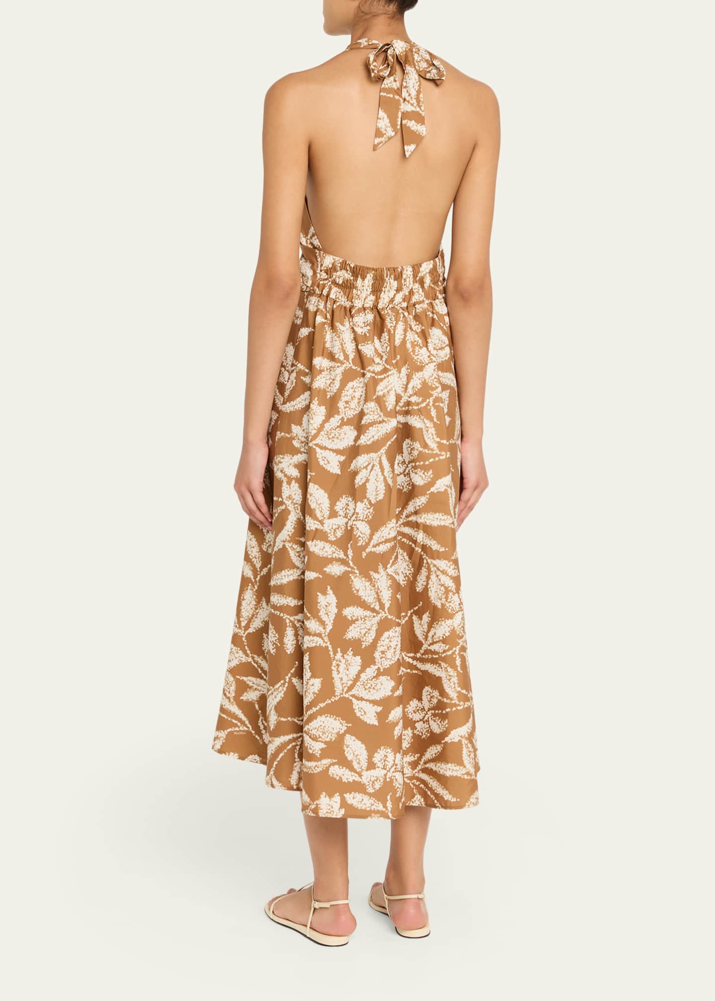 Max Mara Botanical-Print Halter Midi Dress - Bergdorf Goodman