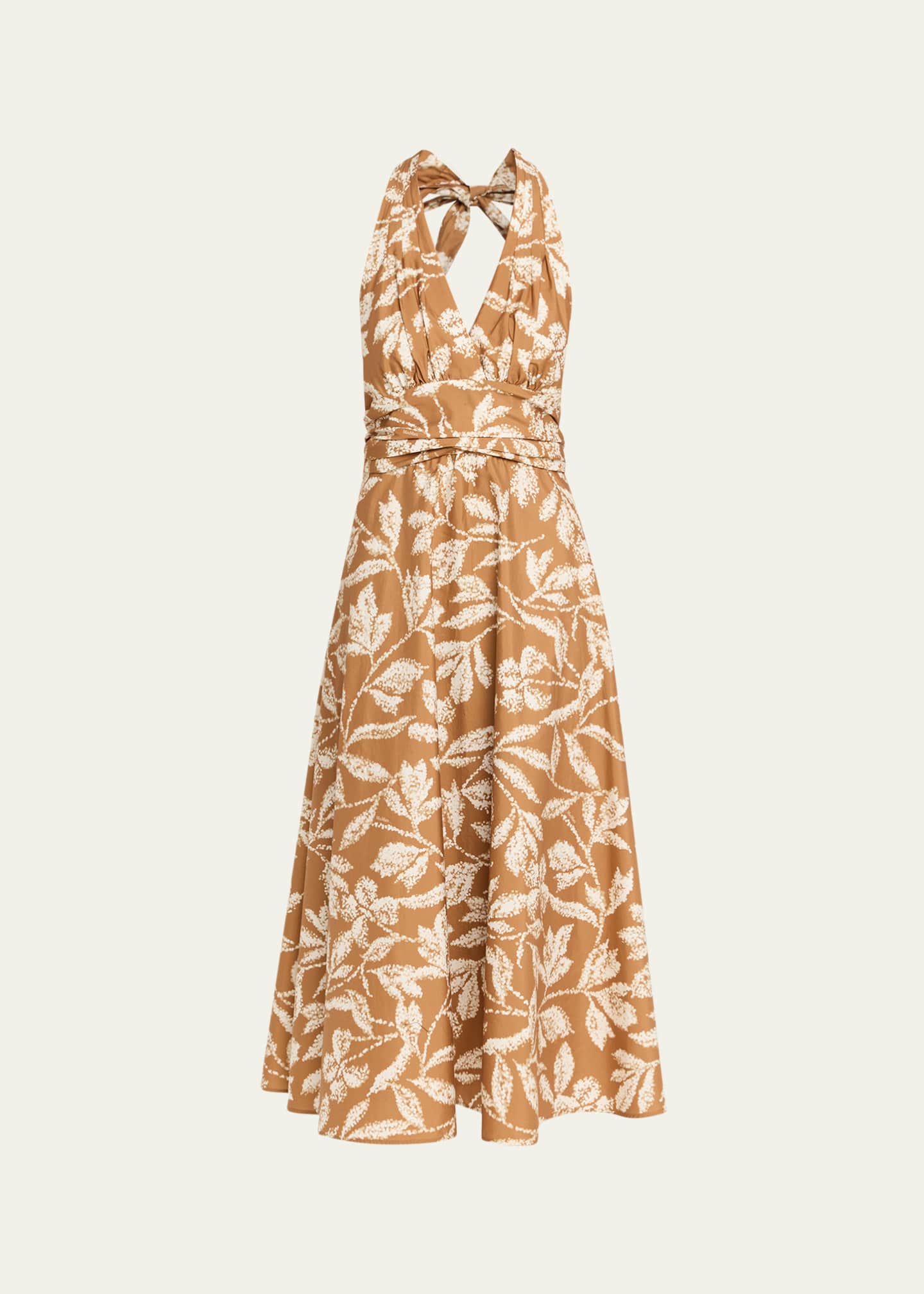 Max Mara Botanical-Print Halter Midi Dress - Bergdorf Goodman