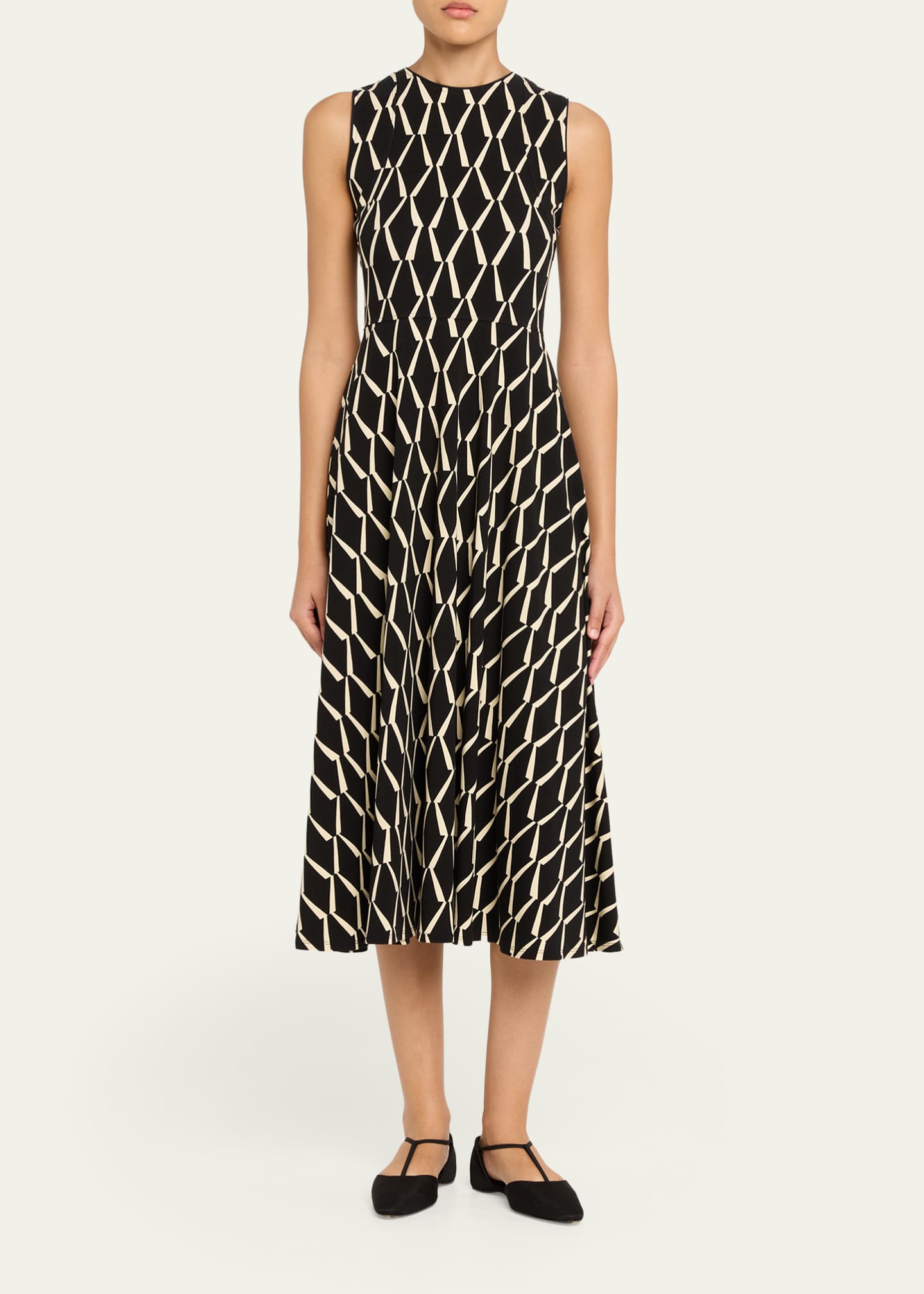 sleeveless jersey midi dress Max Mara | Woman - Flared dress in patterned jersey - Black