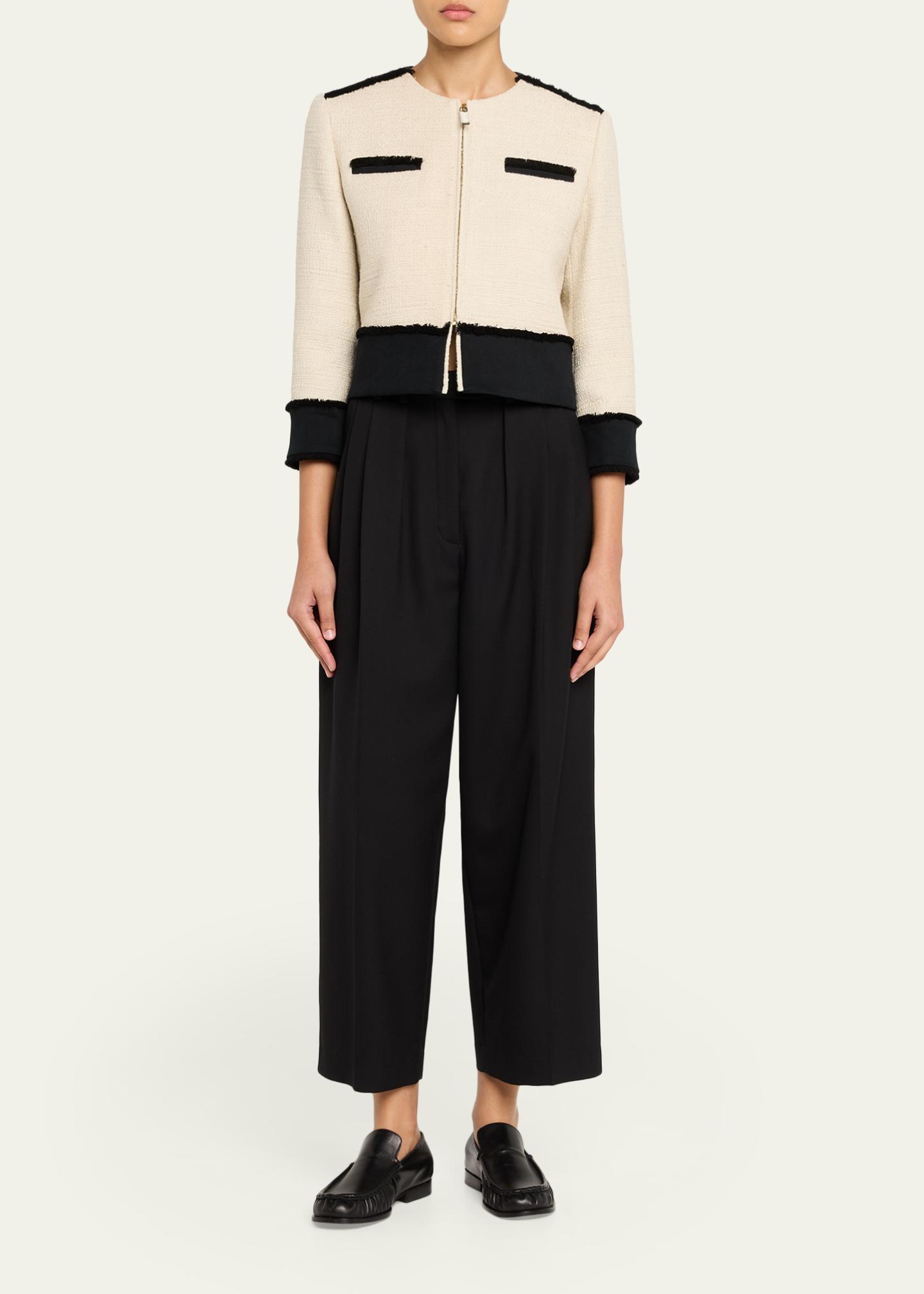 Max Mara Woven Fringe-Trim Crop Jacket - Bergdorf Goodman