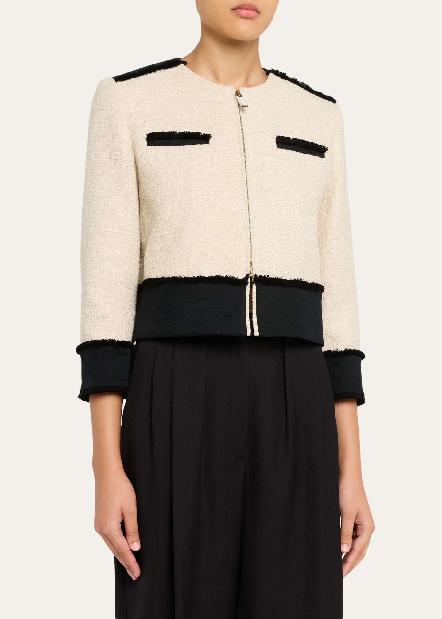 Max Mara Woven Fringe-Trim Crop Jacket - Bergdorf Goodman