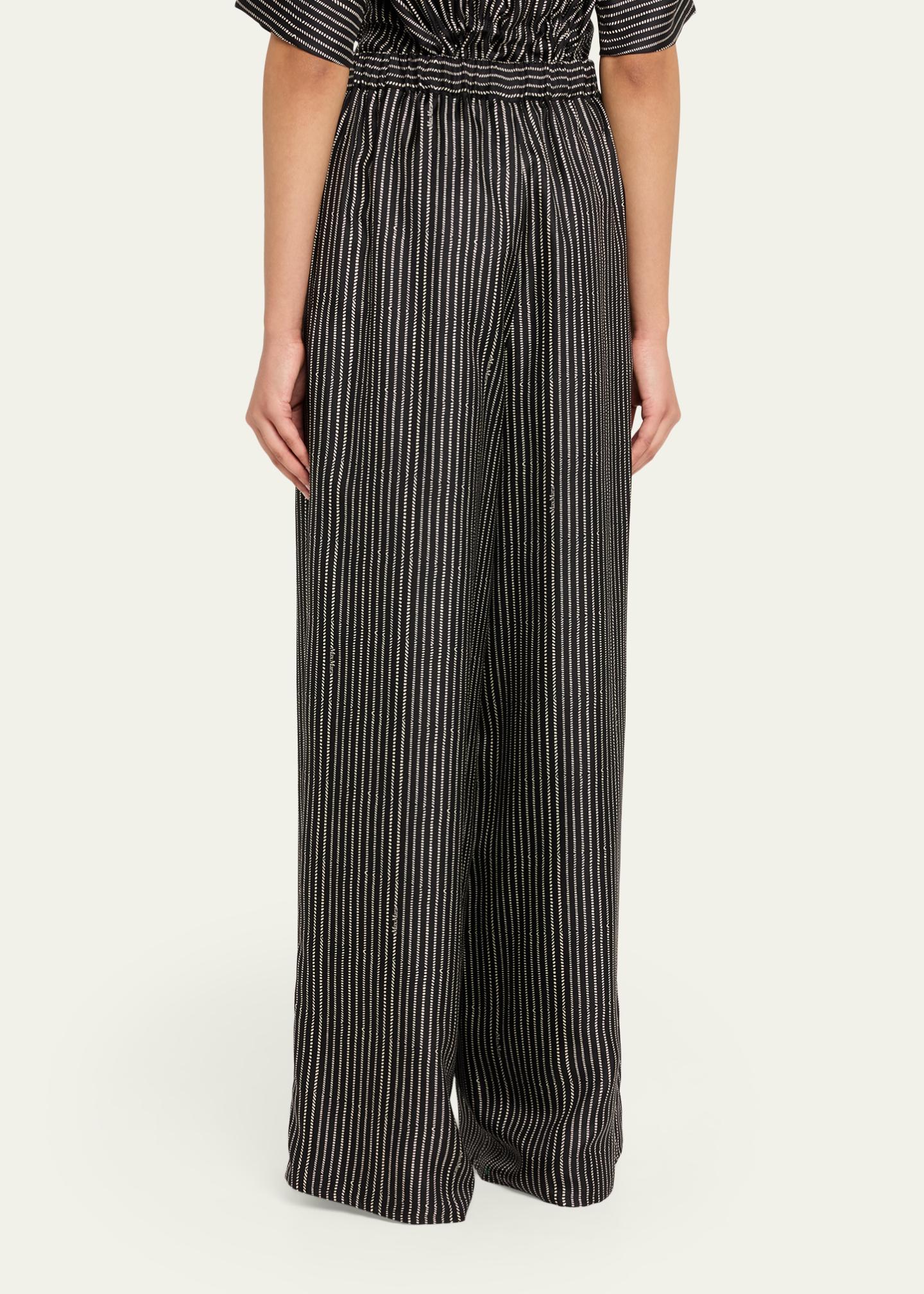 Max Mara Rope Pinstripe Wide-Leg Pull-On Pants - Bergdorf Goodman