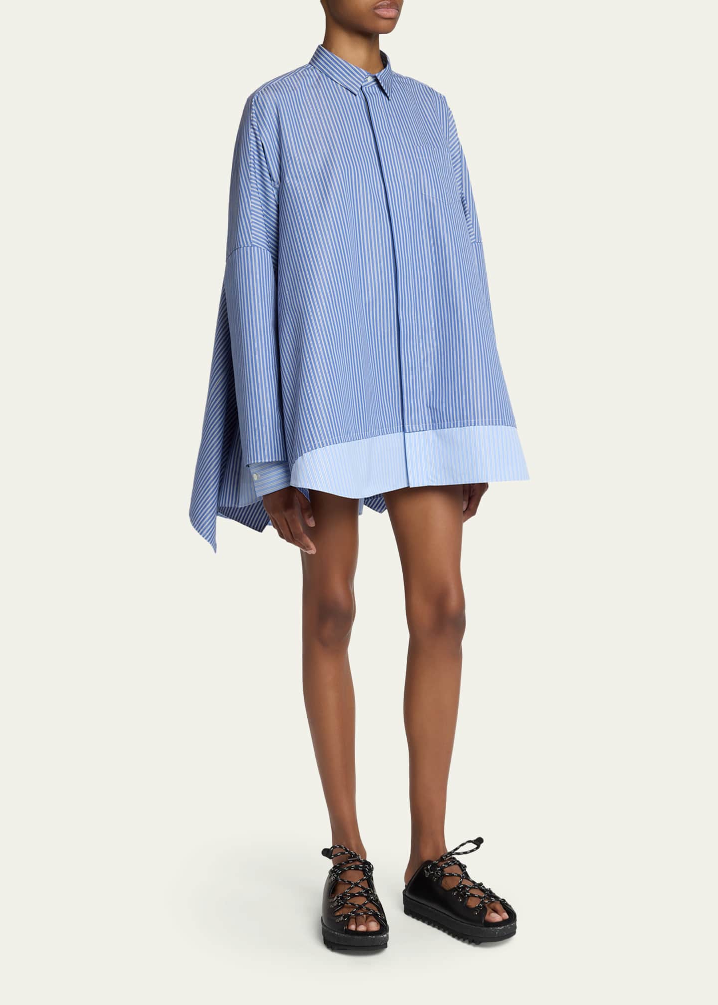 SACAI Striped Poplin Oversized Button-Down Shirt - Bergdorf Goodman