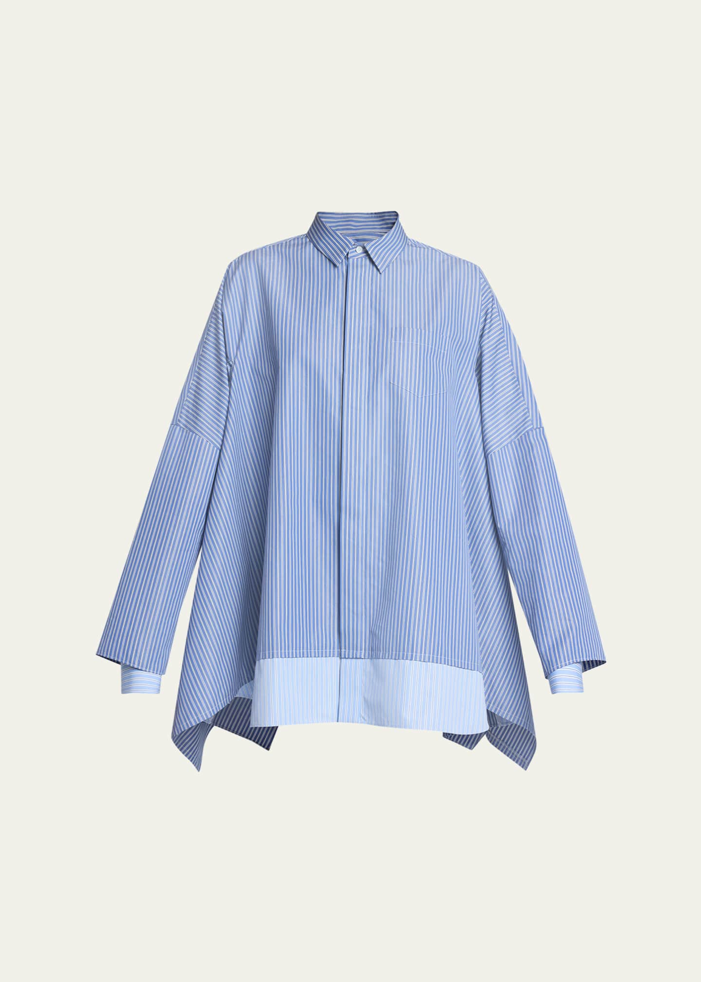 SACAI Striped Poplin Oversized Button-Down Shirt - Bergdorf Goodman