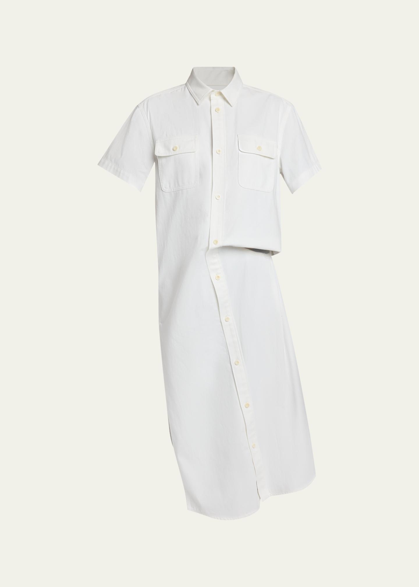 sacai Asymmetric Short-Sleeve Denim Midi Shirtdress - Bergdorf Goodman