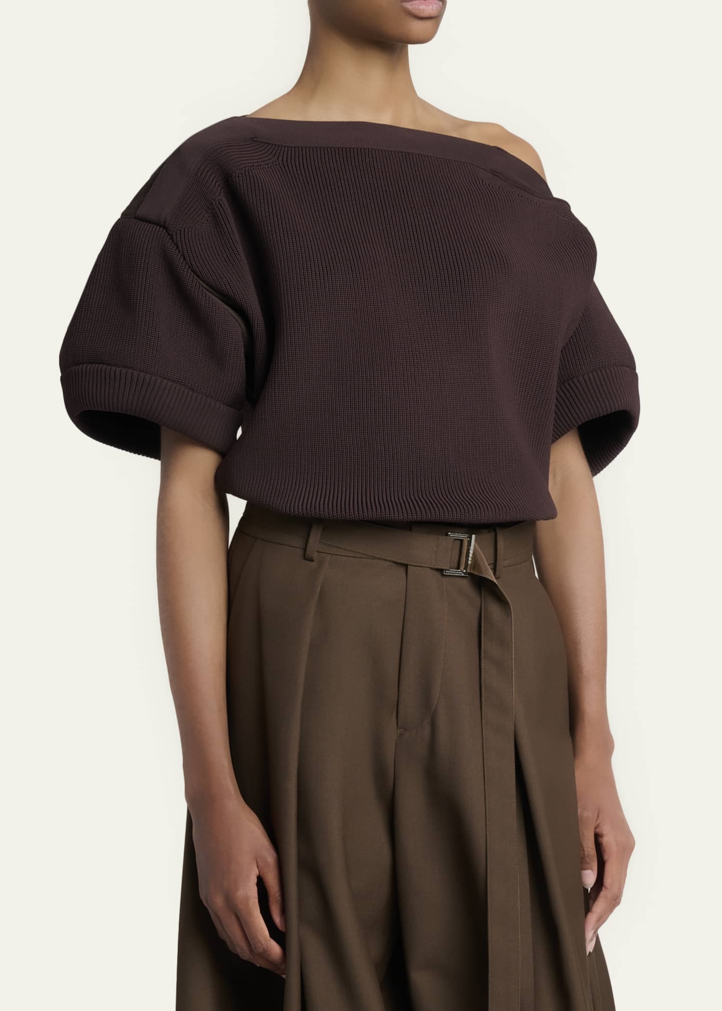 GLV20様　TELMAトレーナー / sacai ニット SACAI Mixed-Media Puff-Sleeve Off-The-Shoulder Sweater - Bergdorf