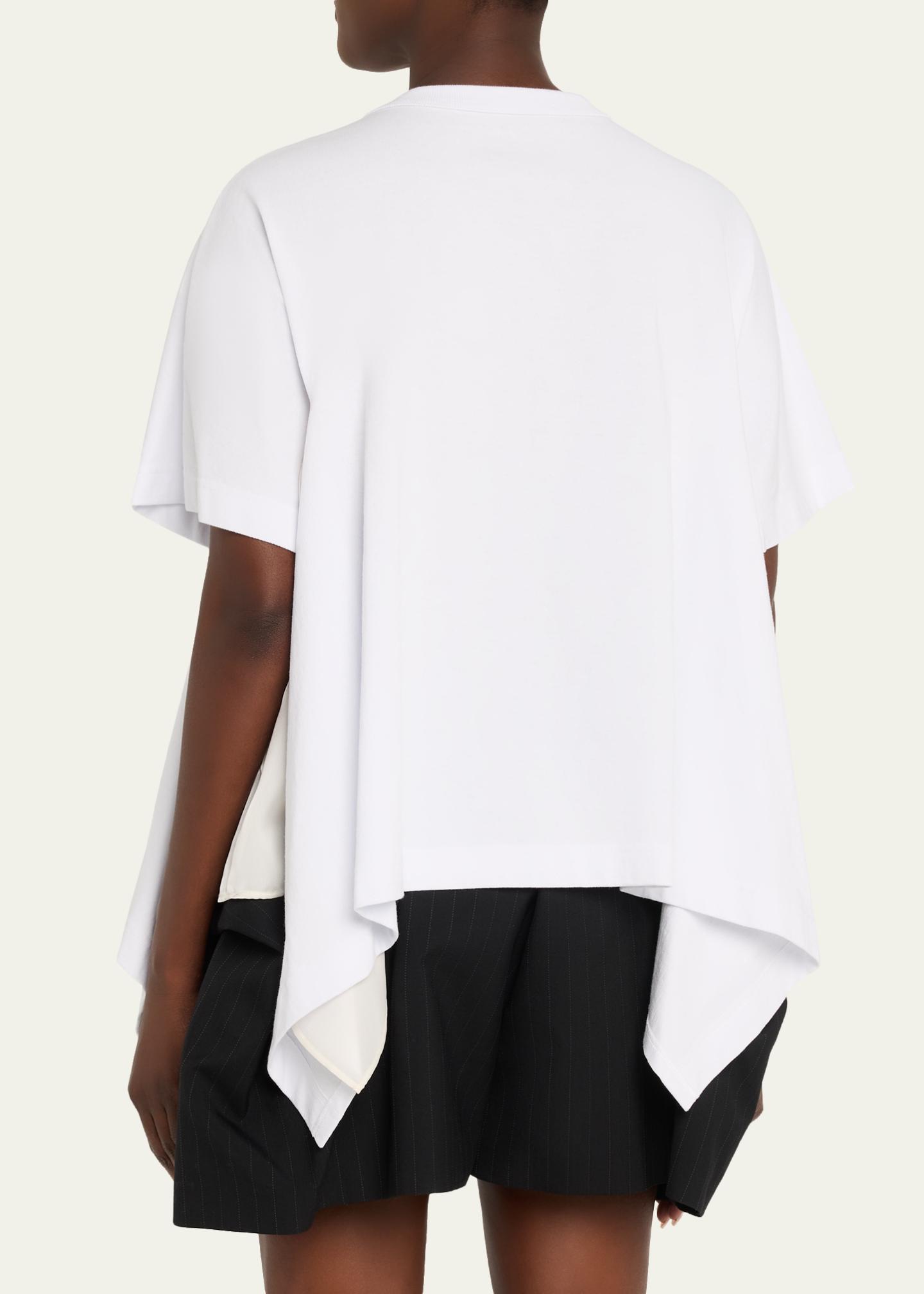 SACAI Satin-Panel Cotton Jersey T-Shirt - Bergdorf Goodman