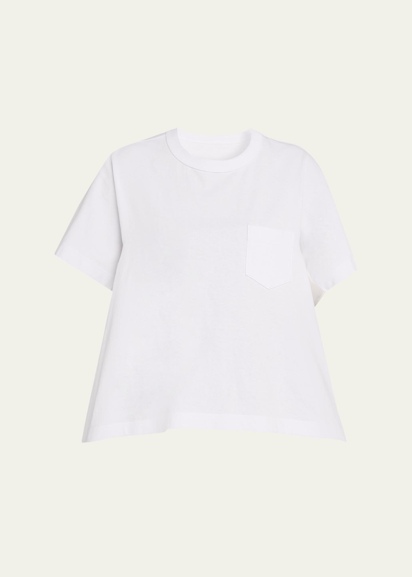 SACAI Satin-Panel Cotton Jersey T-Shirt - Bergdorf Goodman