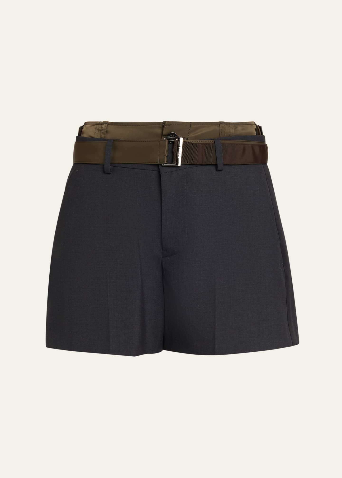 SACAI Nylon Twill Double-Waistband Suiting Shorts - Bergdorf Goodman