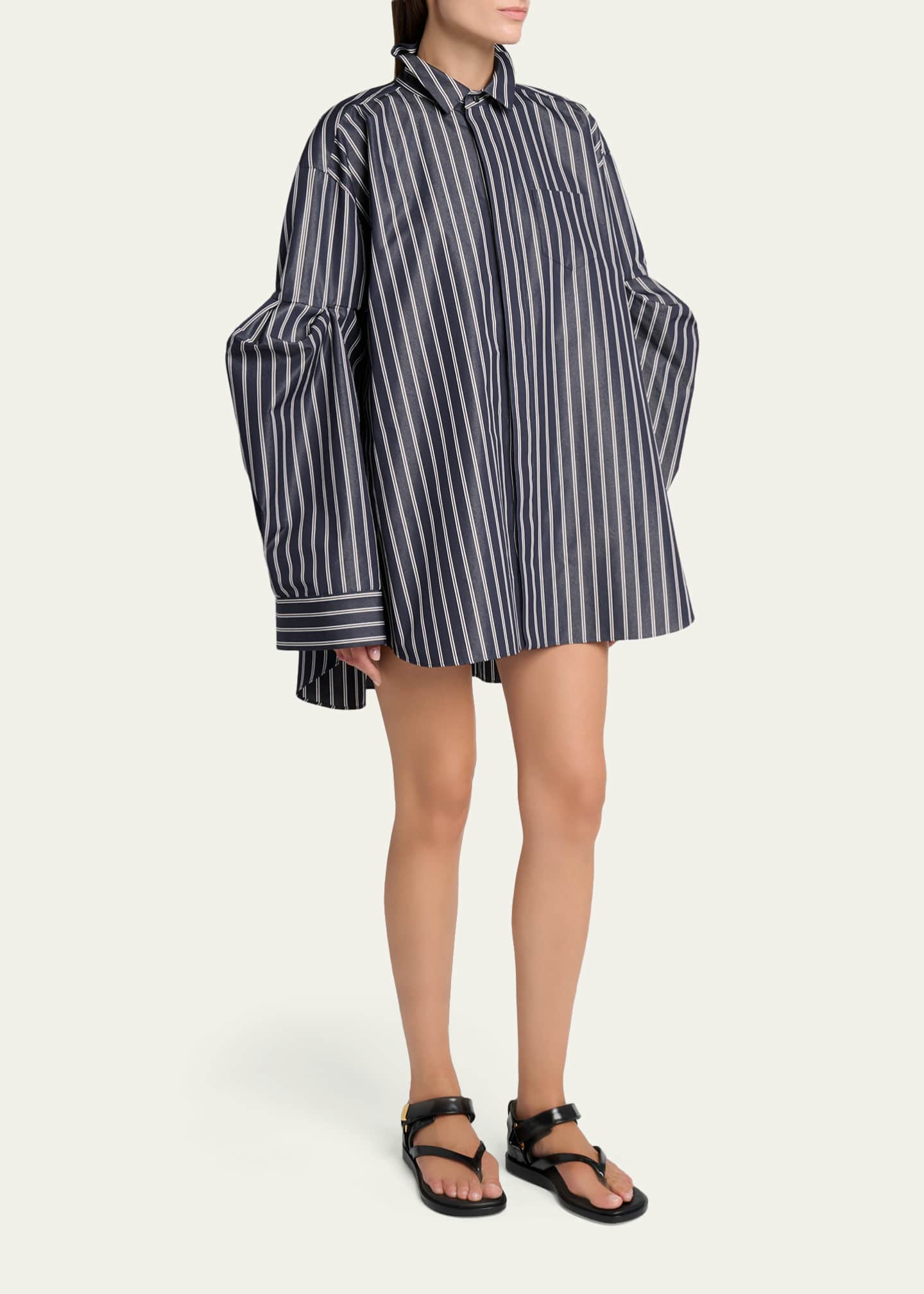 SACAI Striped Poplin Oversized Button-Down Shirt - Bergdorf Goodman