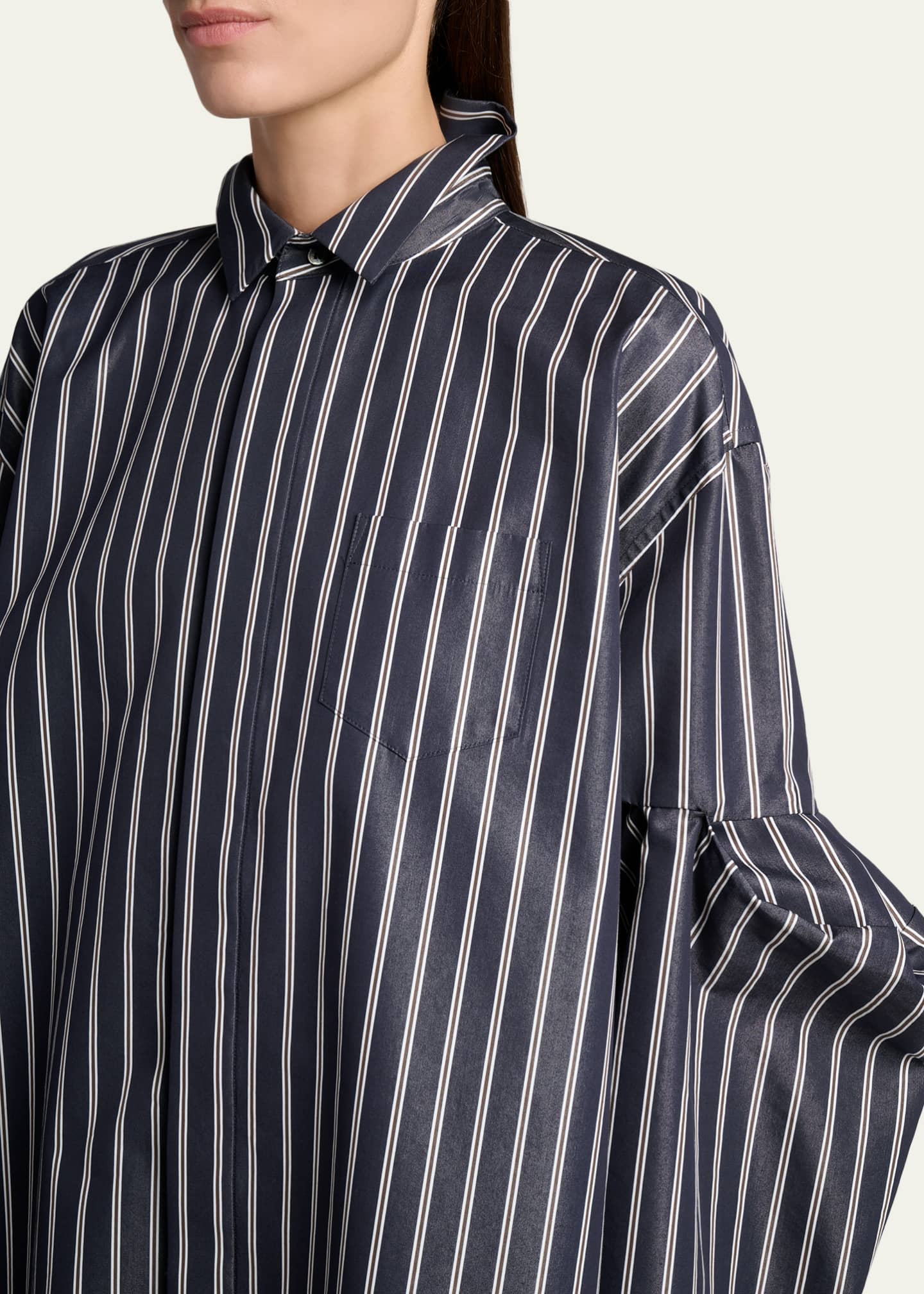 SACAI Striped Poplin Oversized Button-Down Shirt - Bergdorf Goodman