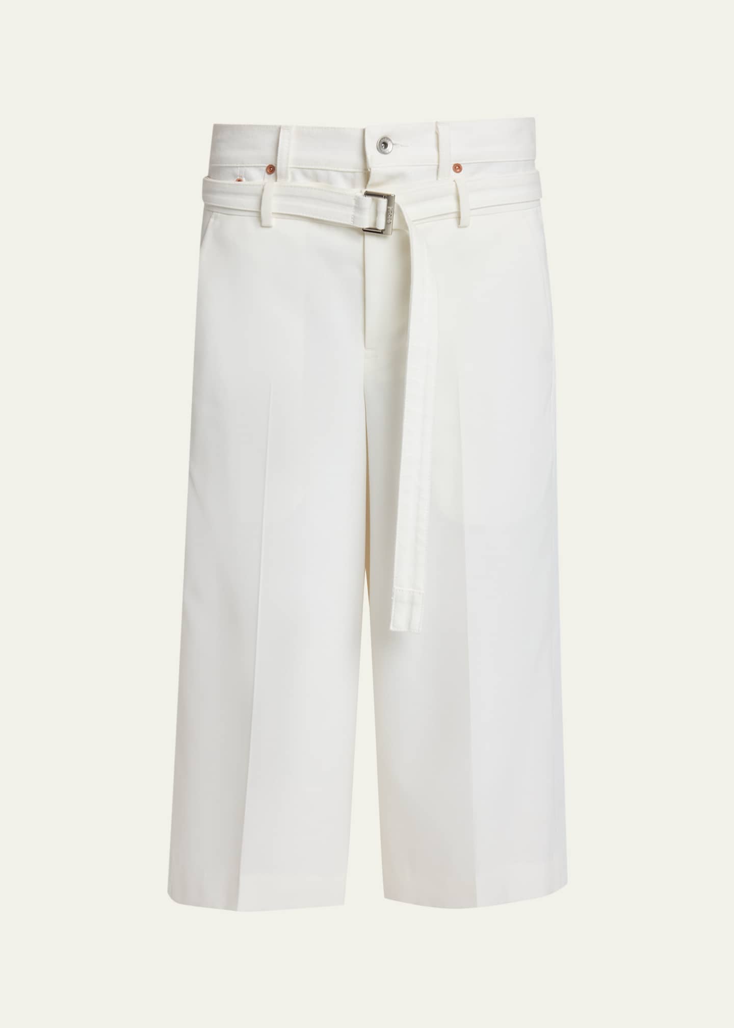 SACAI Denim Dual-Waistband Straight-Leg Crop Suiting Pants