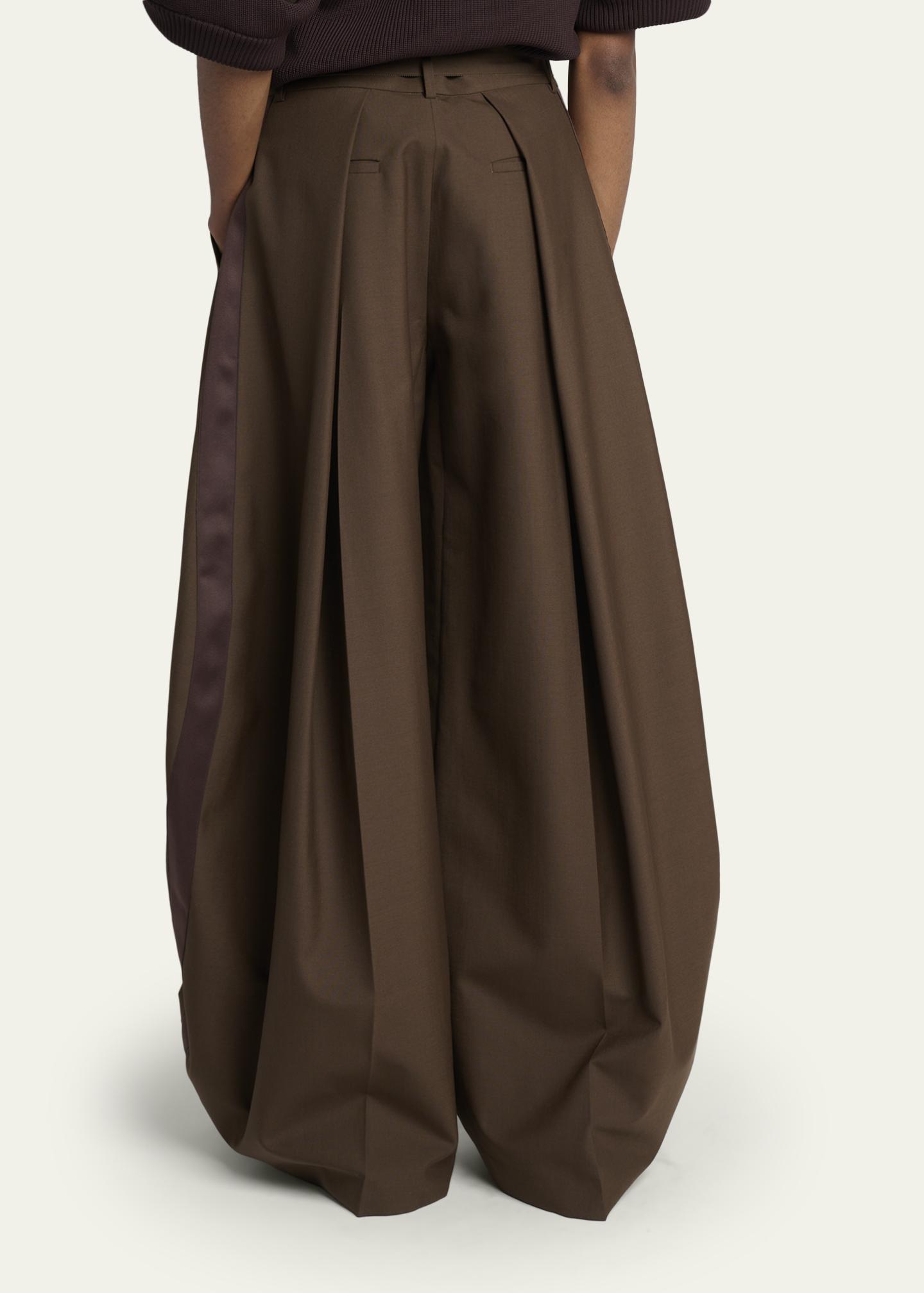 SACAI Pleated Barrel-Leg Suiting Pants With Belt - Bergdorf Goodman