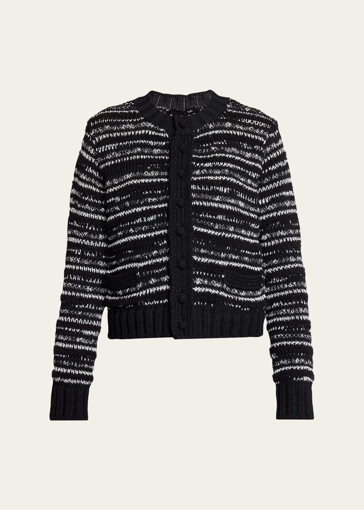 SACAI Melange Knit Crewneck Cardigan - Bergdorf Goodman