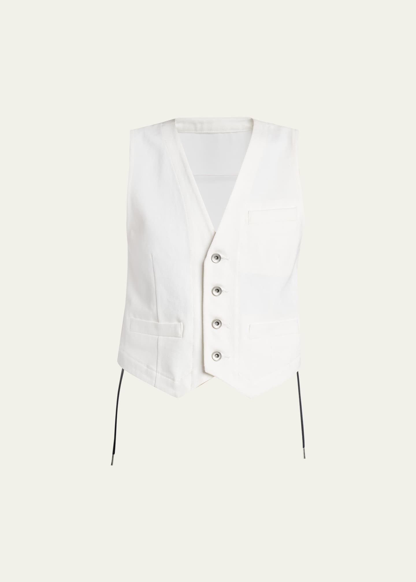 SACAI Mixed-Media Denim Vest - Bergdorf Goodman