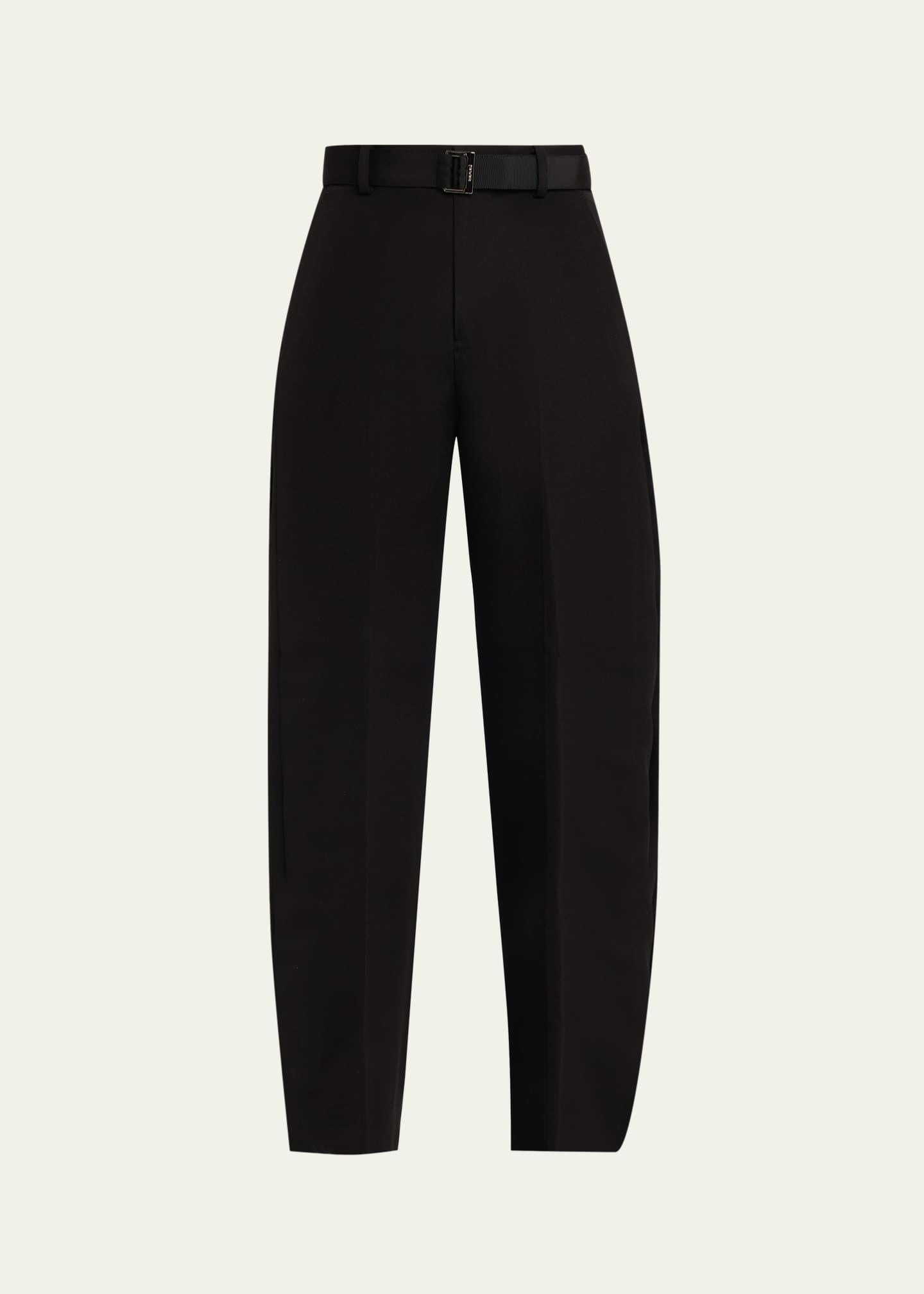 SACAI Double-Faced Silk-Cotton Barrel-Leg Ankle Pants - Bergdorf