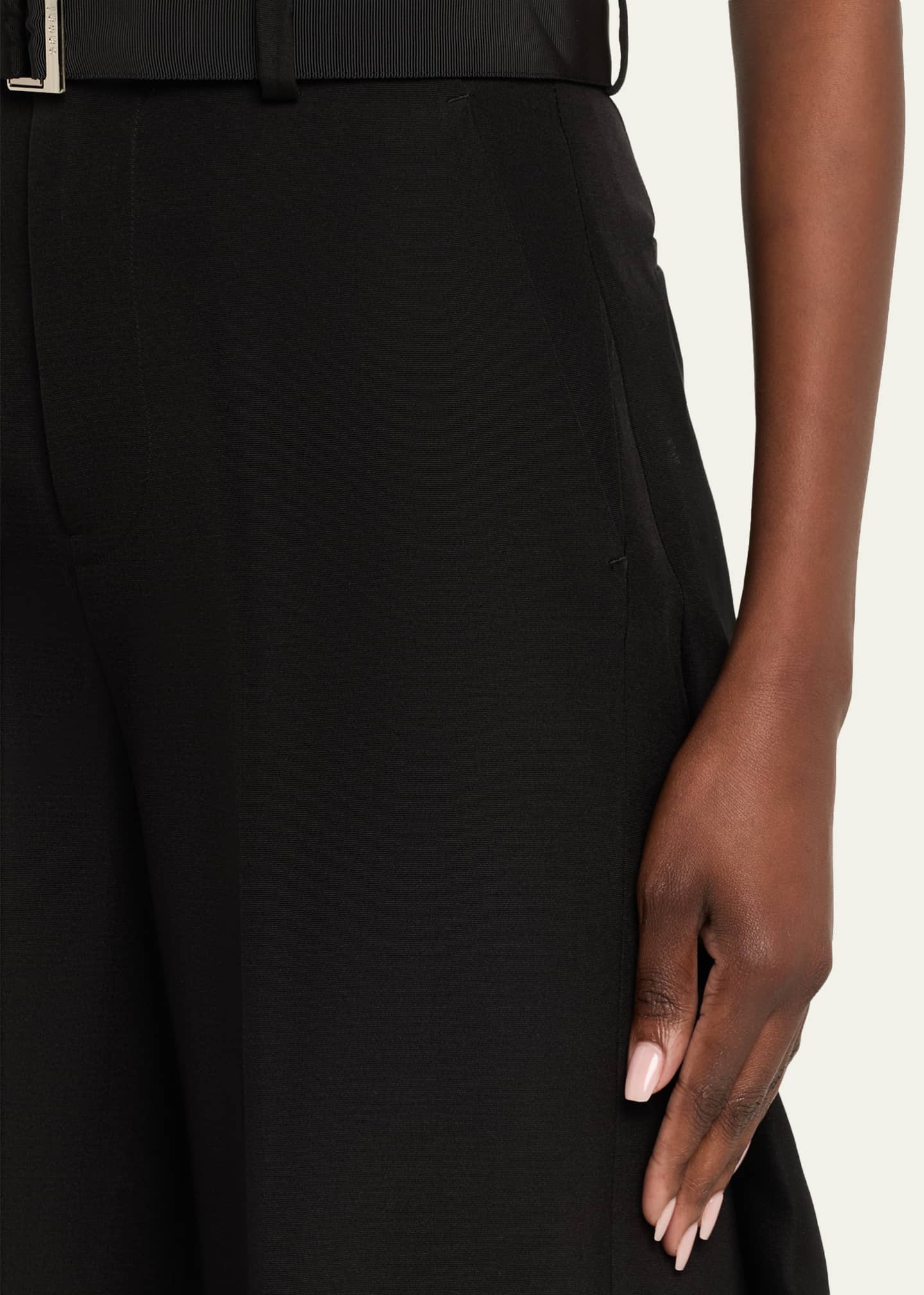 SACAI Double-Faced Silk-Cotton Barrel-Leg Ankle Pants - Bergdorf