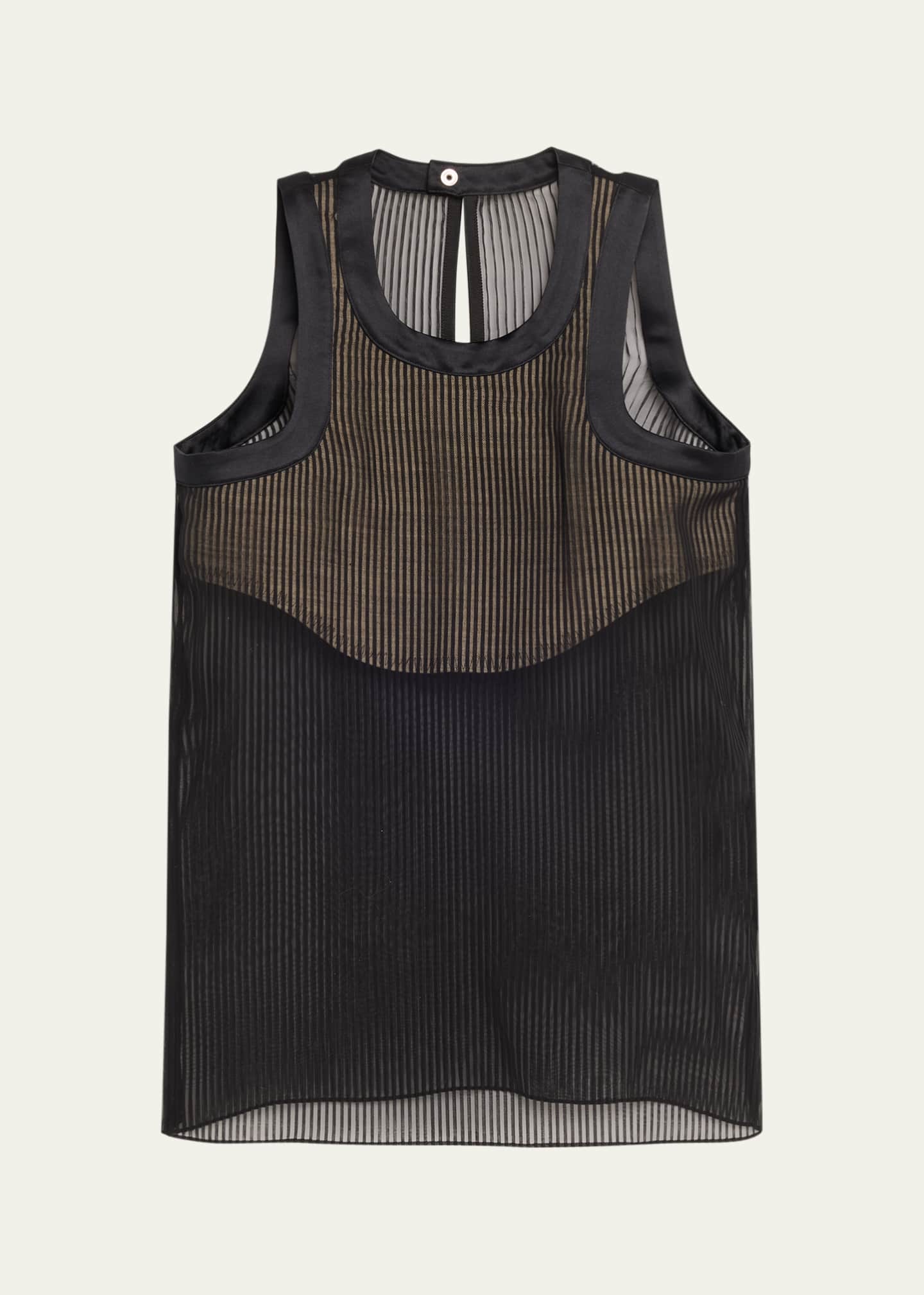 SACAI Striped Chiffon Tank Top - Bergdorf Goodman