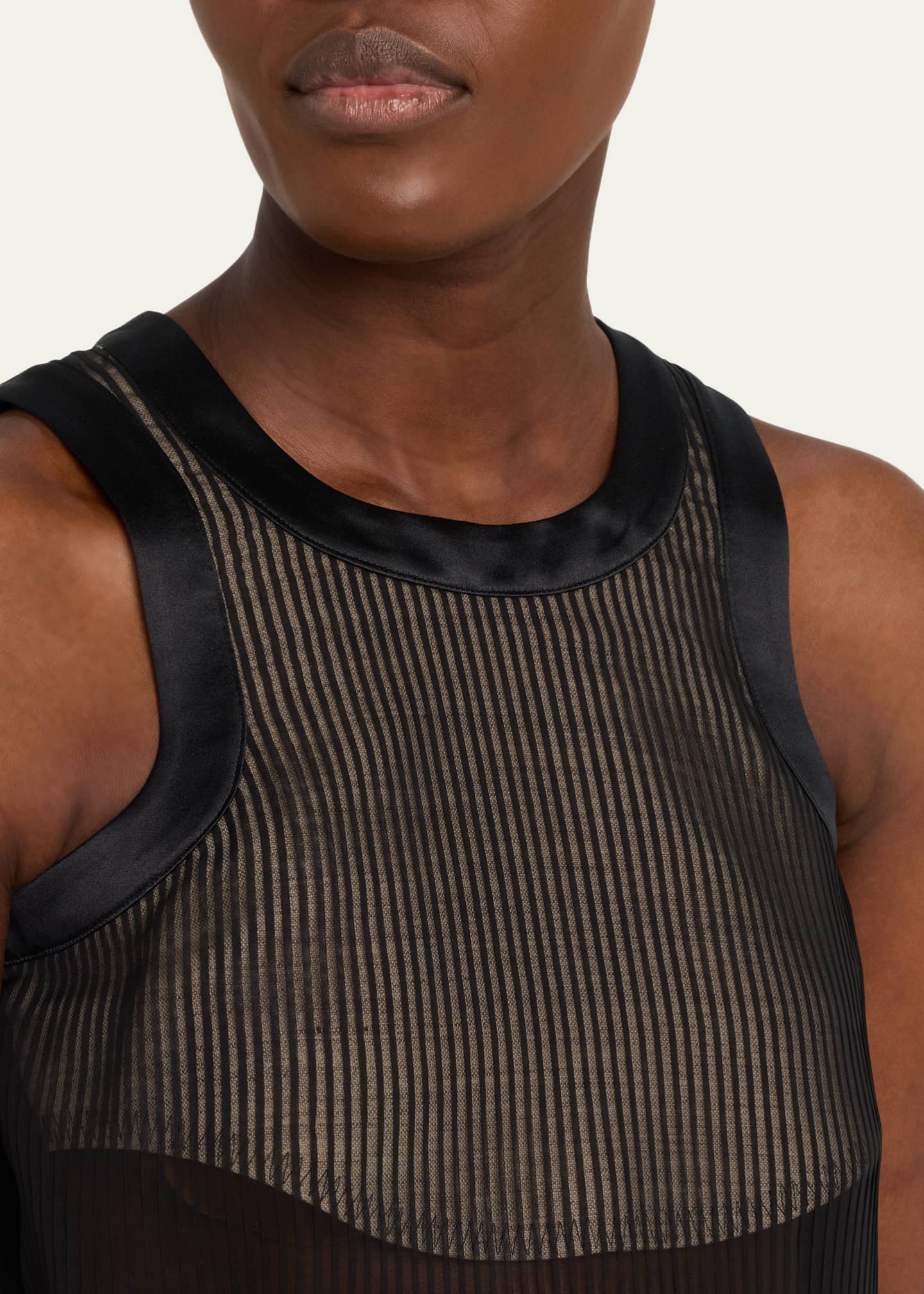 SACAI Striped Chiffon Tank Top - Bergdorf Goodman