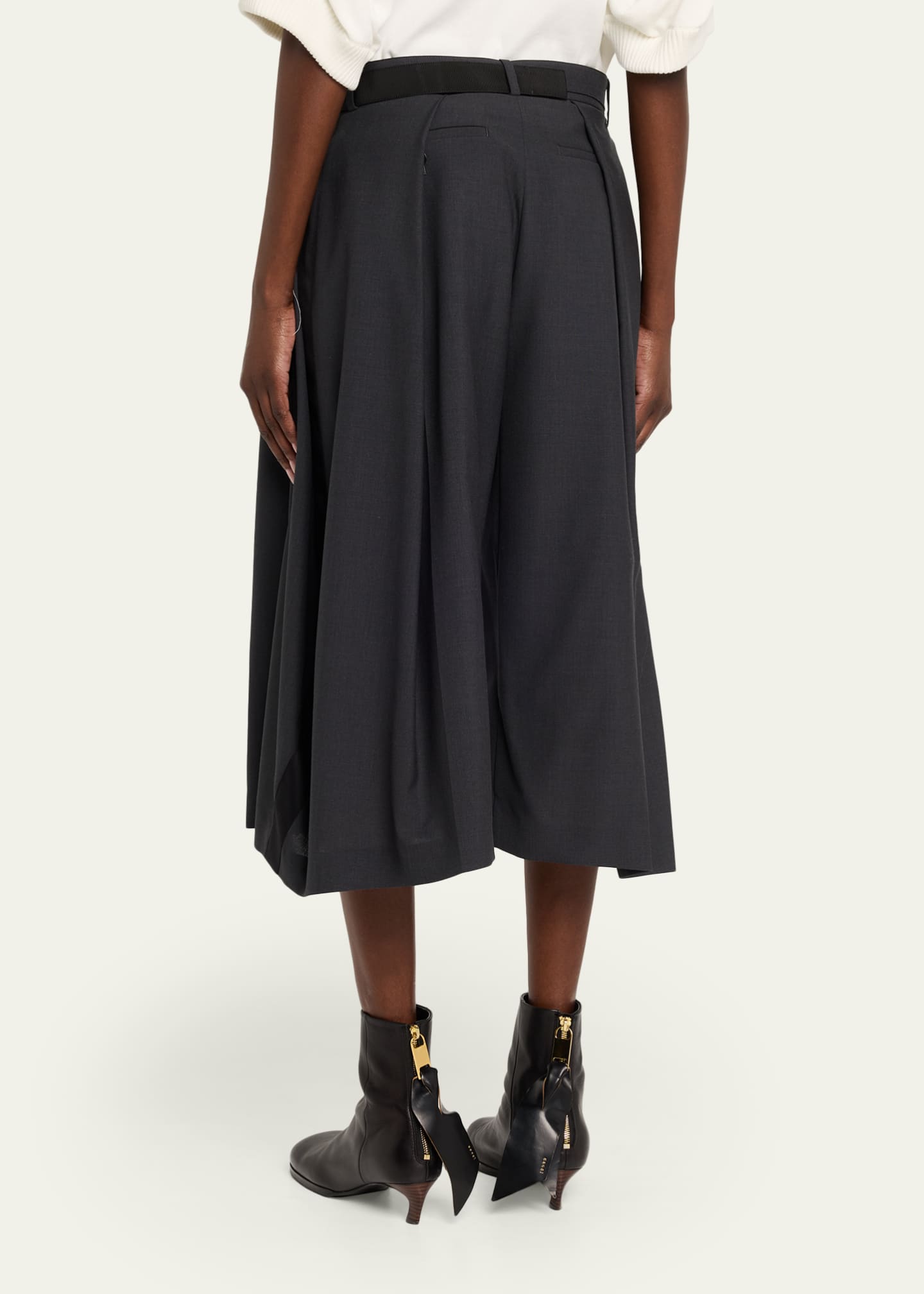 SACAI Pleated Wide-Leg Culotte Suiting Pants - Bergdorf Goodman