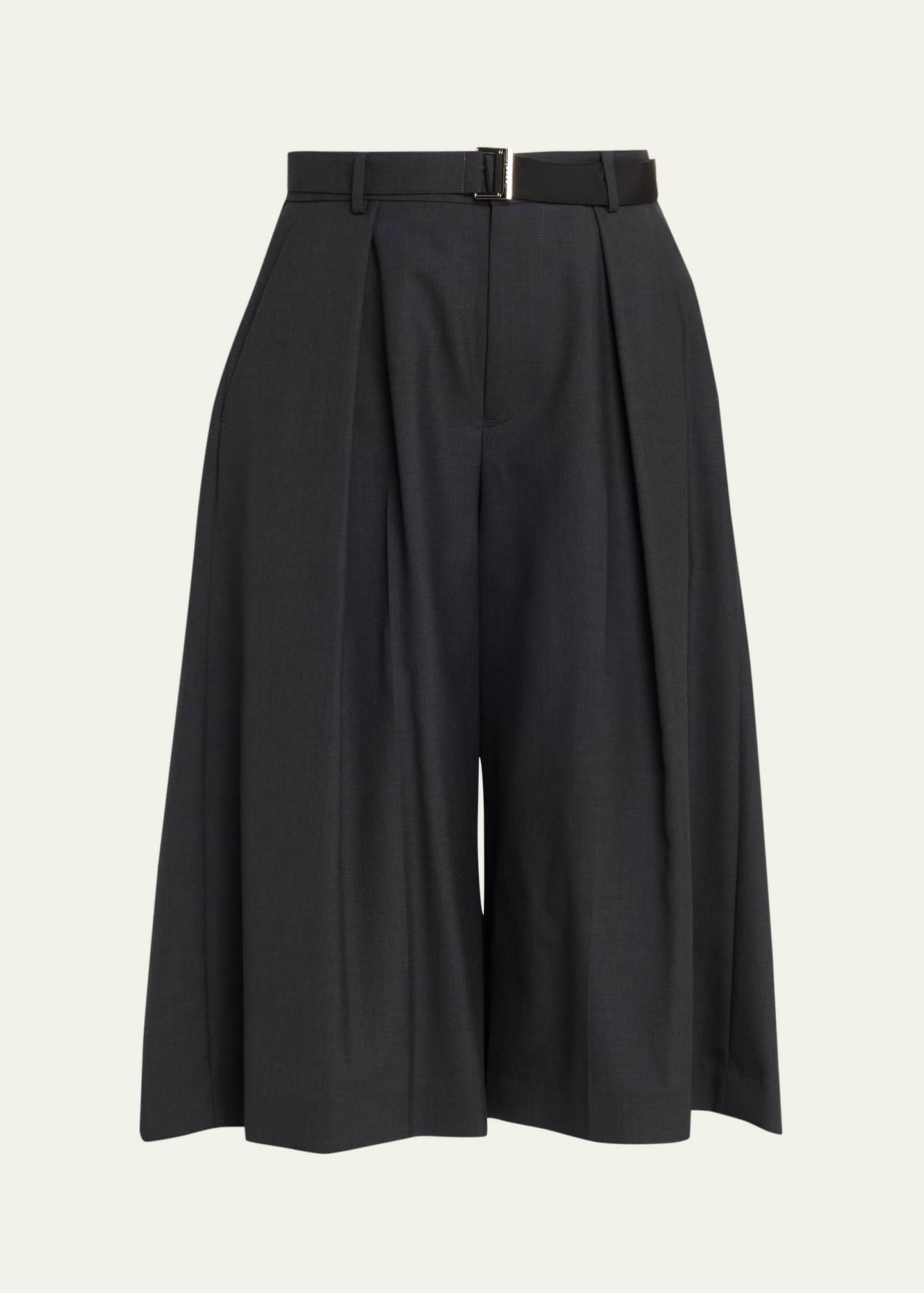SACAI Pleated Wide-Leg Culotte Suiting Pants - Bergdorf Goodman