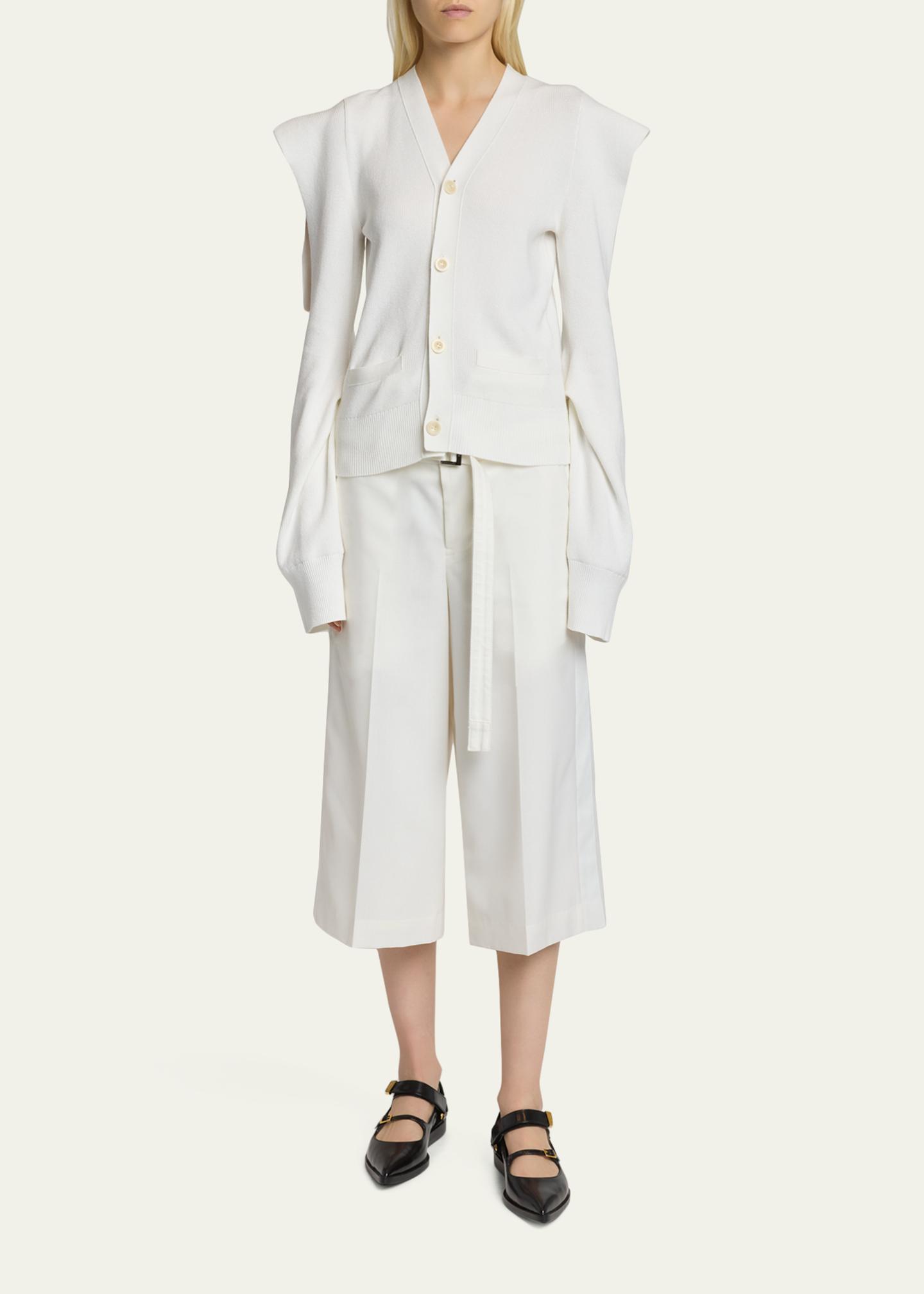 sacai Cold-Shoulder V-Neck Cardigan - Bergdorf Goodman