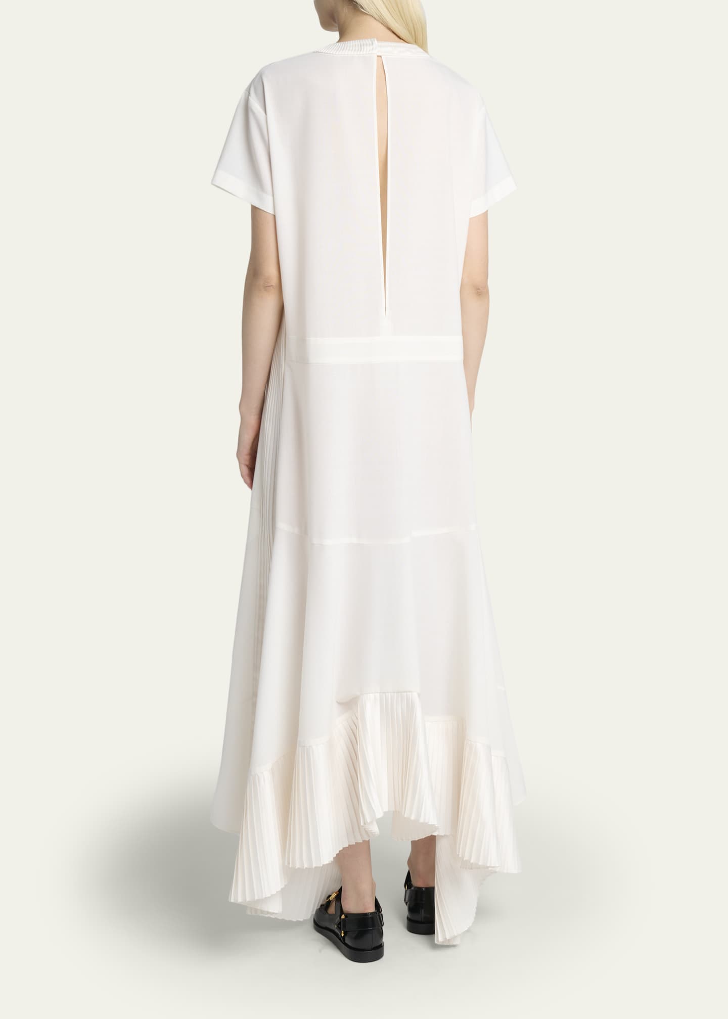 SACAI Short-Sleeve Pleated Handkerchief Midi Dress - Bergdorf Goodman