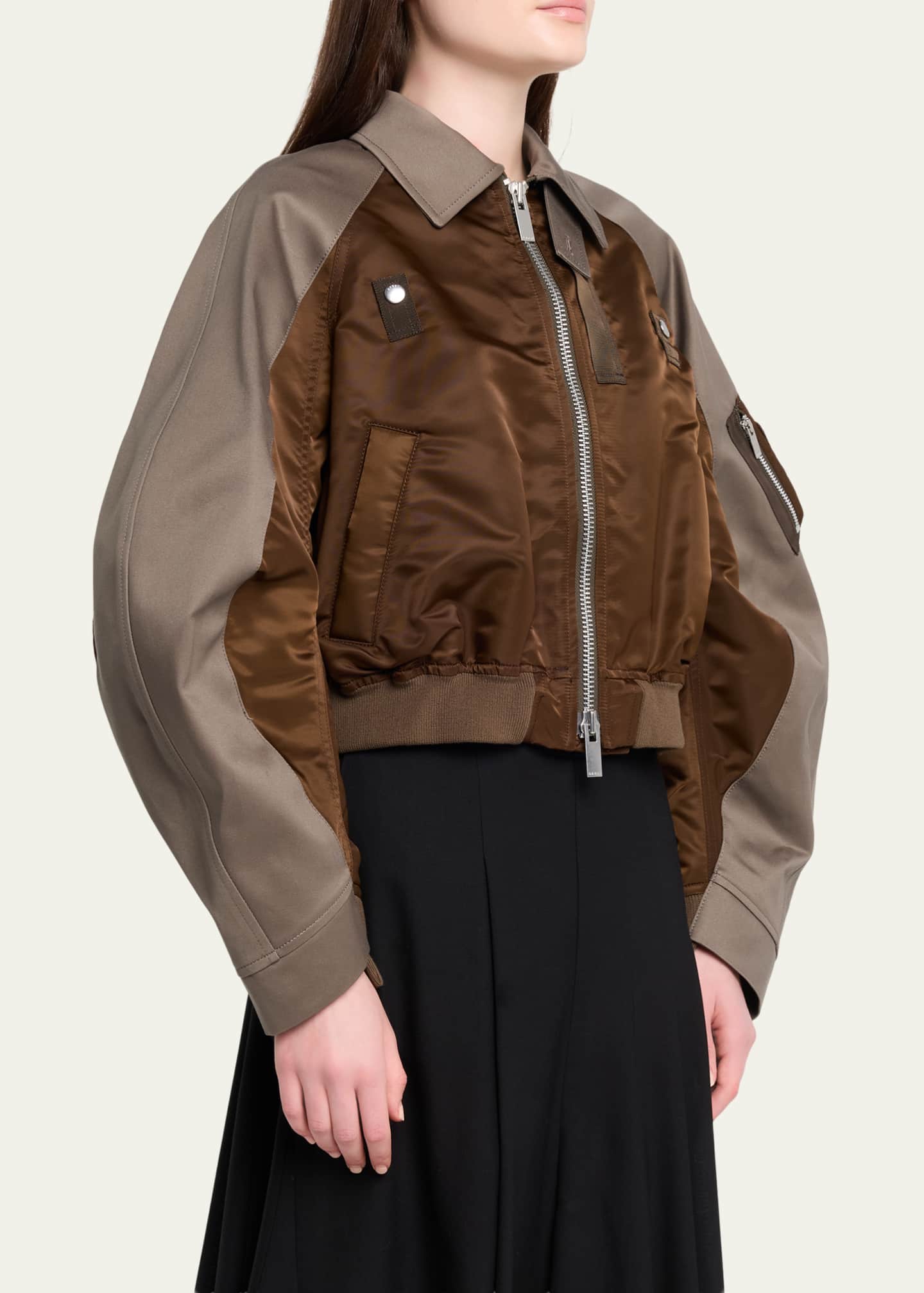 SACAI Mixed-Media Cotton Chino And Nylon Bomber Jacket - Bergdorf