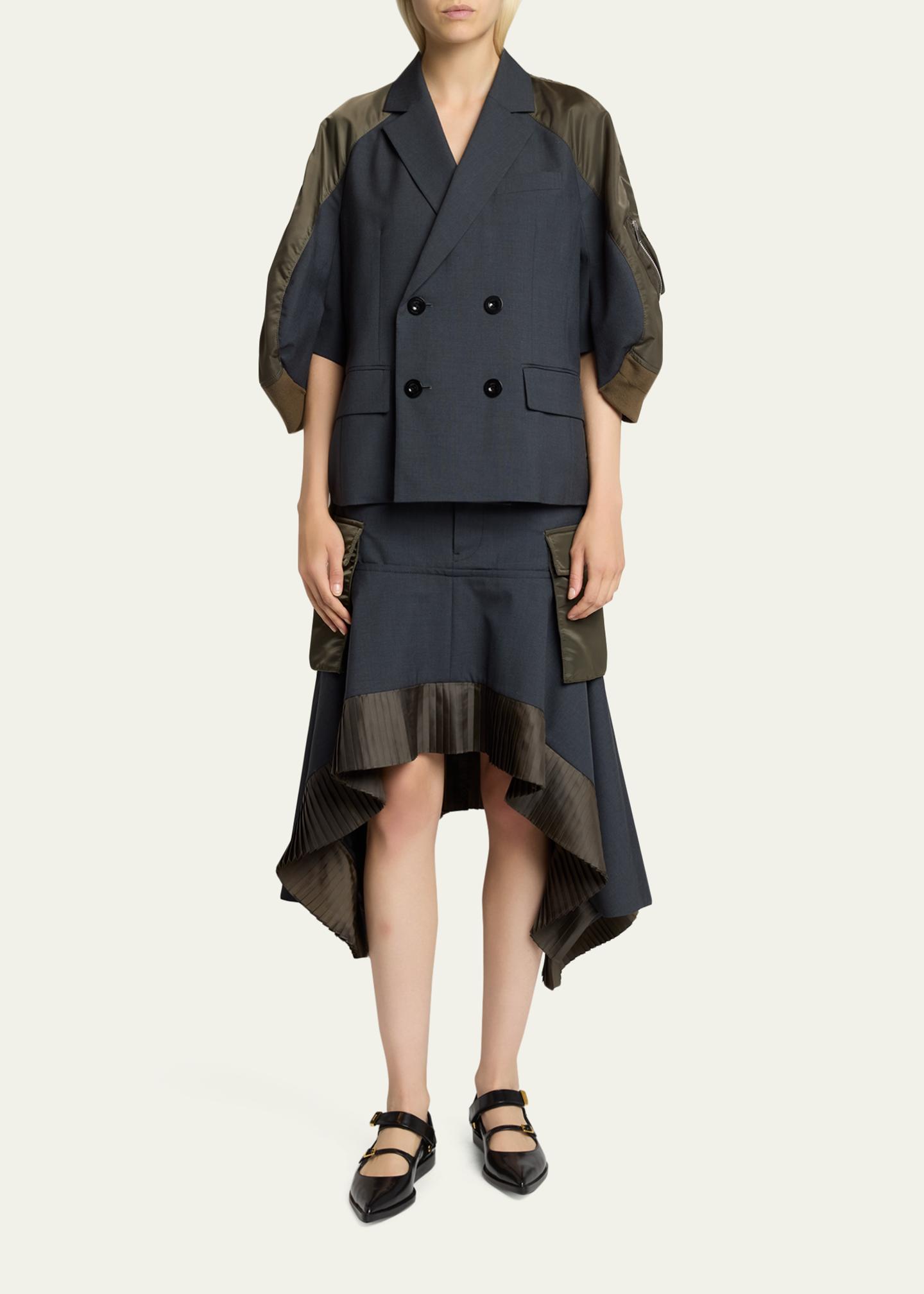 SACAI Mixed-Media Suiting Bomber Jacket - Bergdorf Goodman
