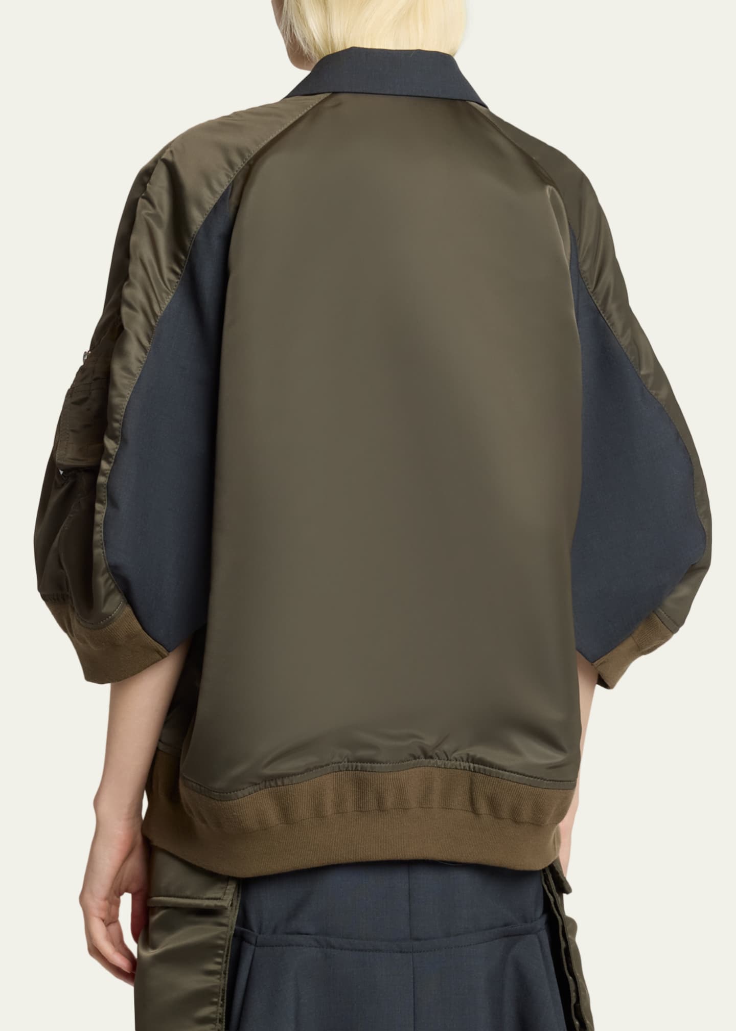 SACAI Mixed-Media Suiting Bomber Jacket - Bergdorf Goodman