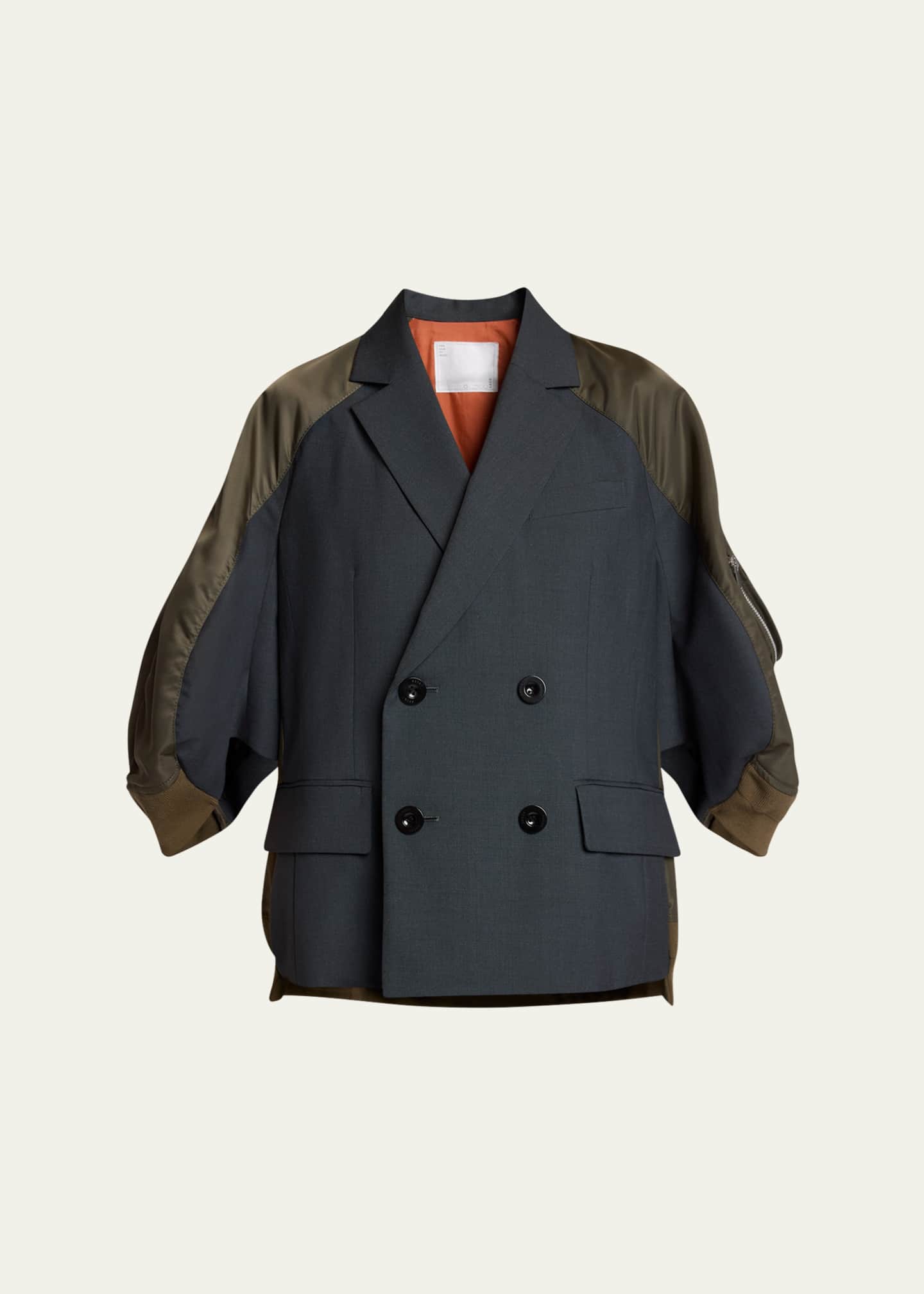 sacai men's suiting jacket MA-1 テーラード SACAI Mixed-Media Suiting Bomber Jacket - Bergdorf Goodman