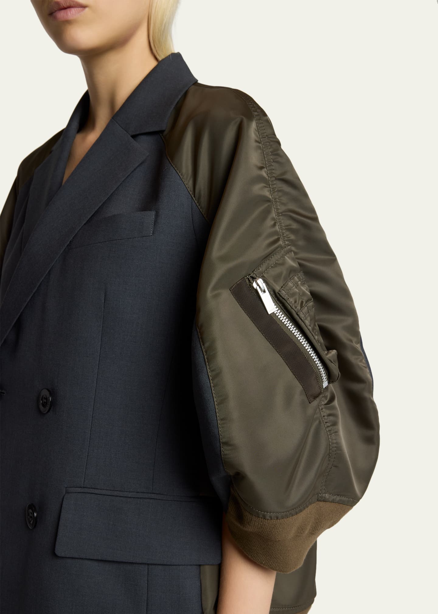 SACAI Mixed-Media Suiting Bomber Jacket - Bergdorf Goodman