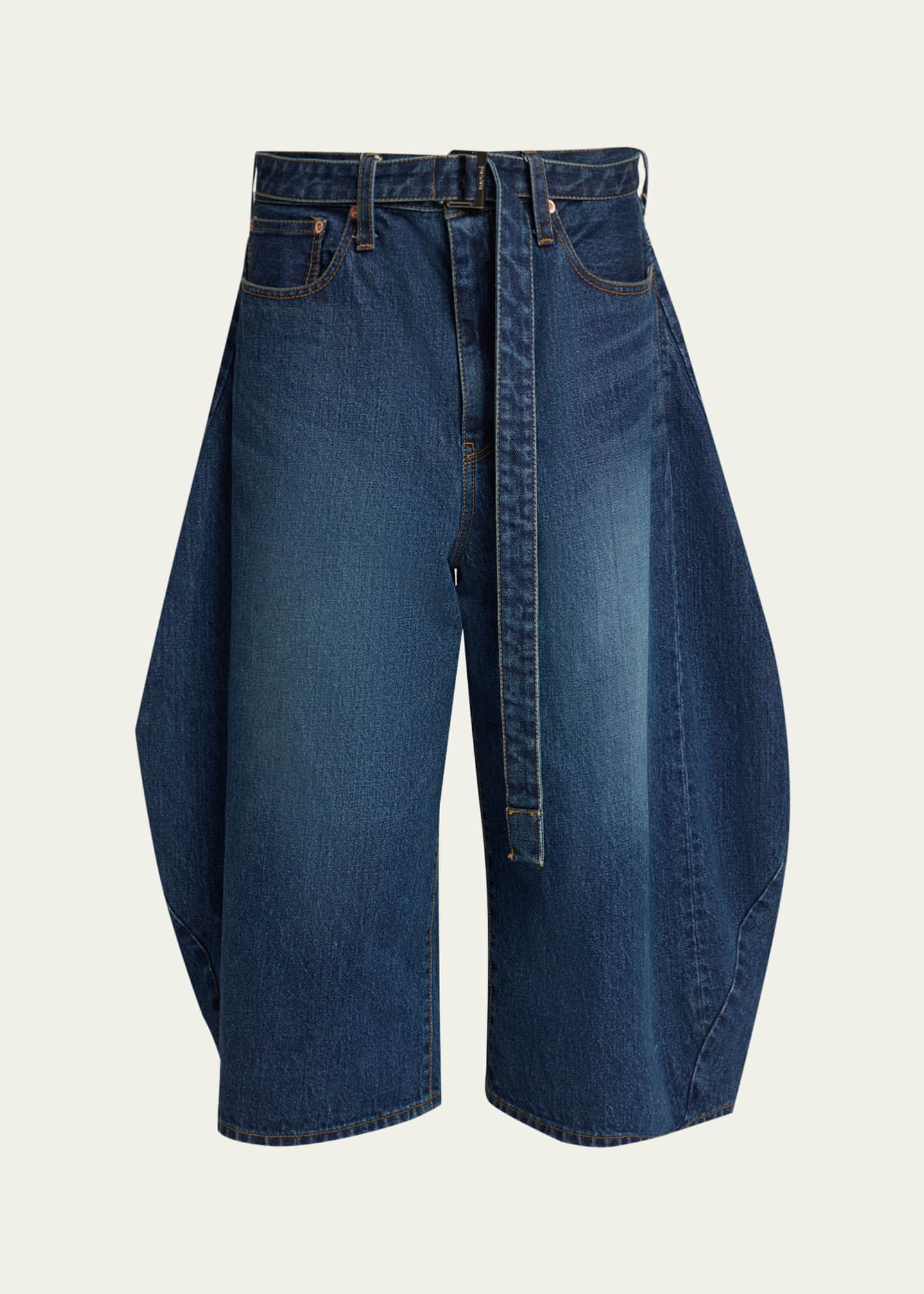 SACAI Belted Denim Barrel-Leg Crop Carpenter Pants - Bergdorf Goodman