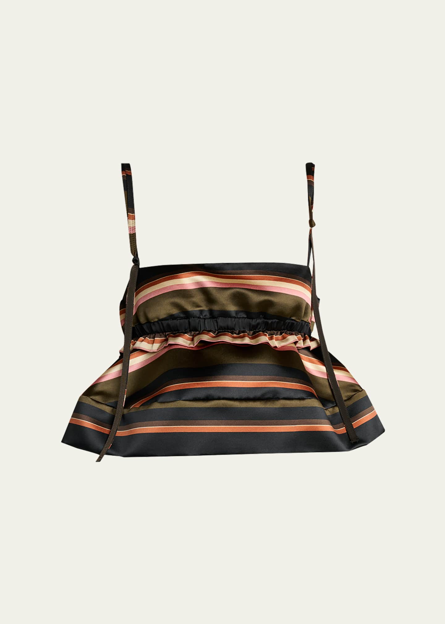 SACAI Horizontal Striped Sleeveless Crop Peplum Top - Bergdorf Goodman