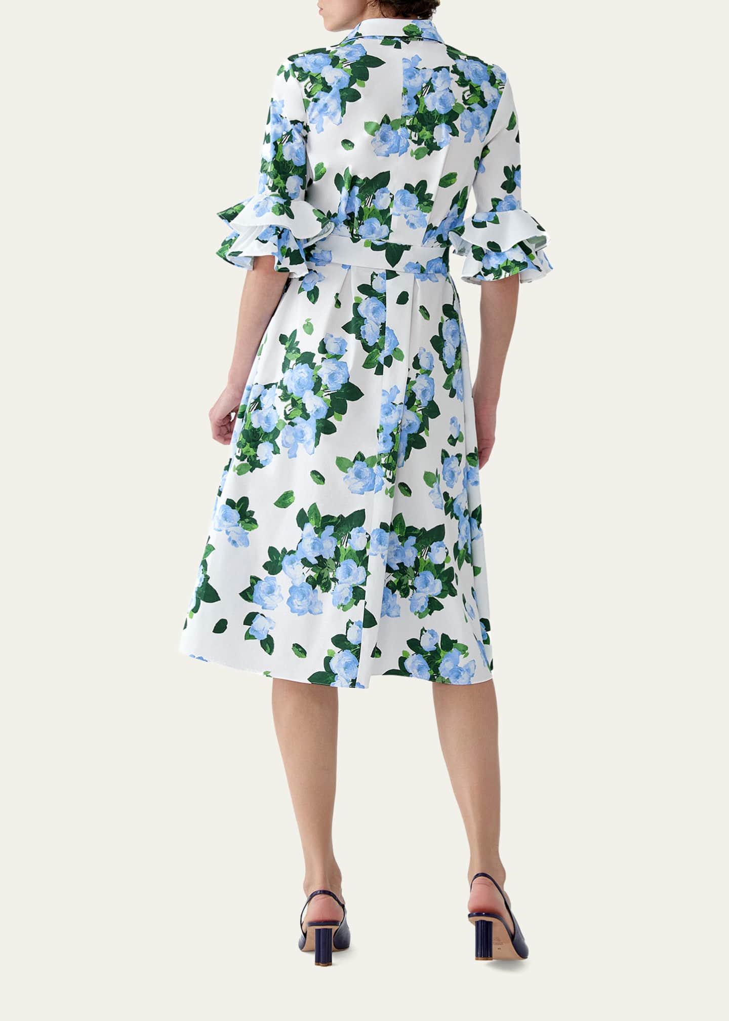 Carolina Herrera Tiered Ruffle Sleeve Belted Midi Shirtdress - Bergdorf  Goodman