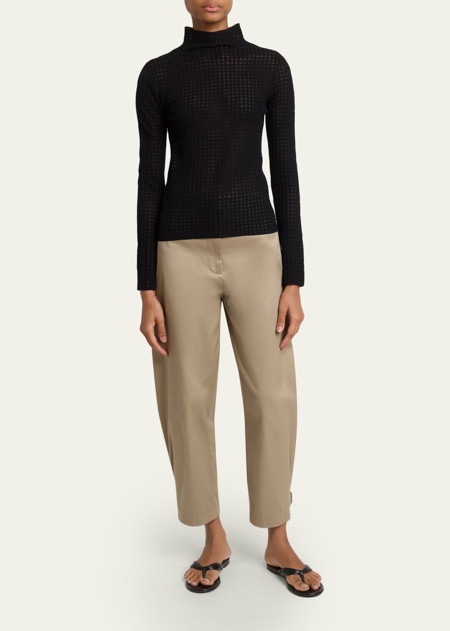 Proenza Schouler White Label Zella Check Merino Mock-Neck Top
