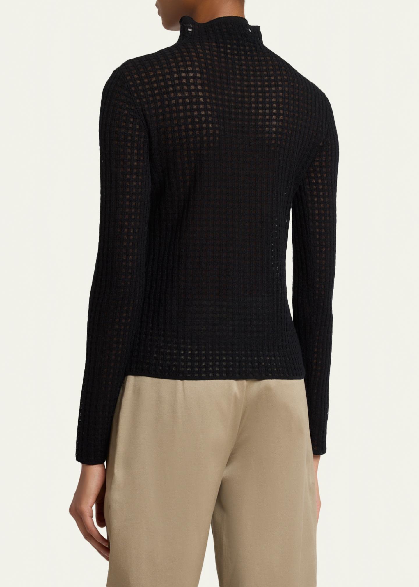 Proenza Schouler White Label Zella Check Merino Mock-Neck Top