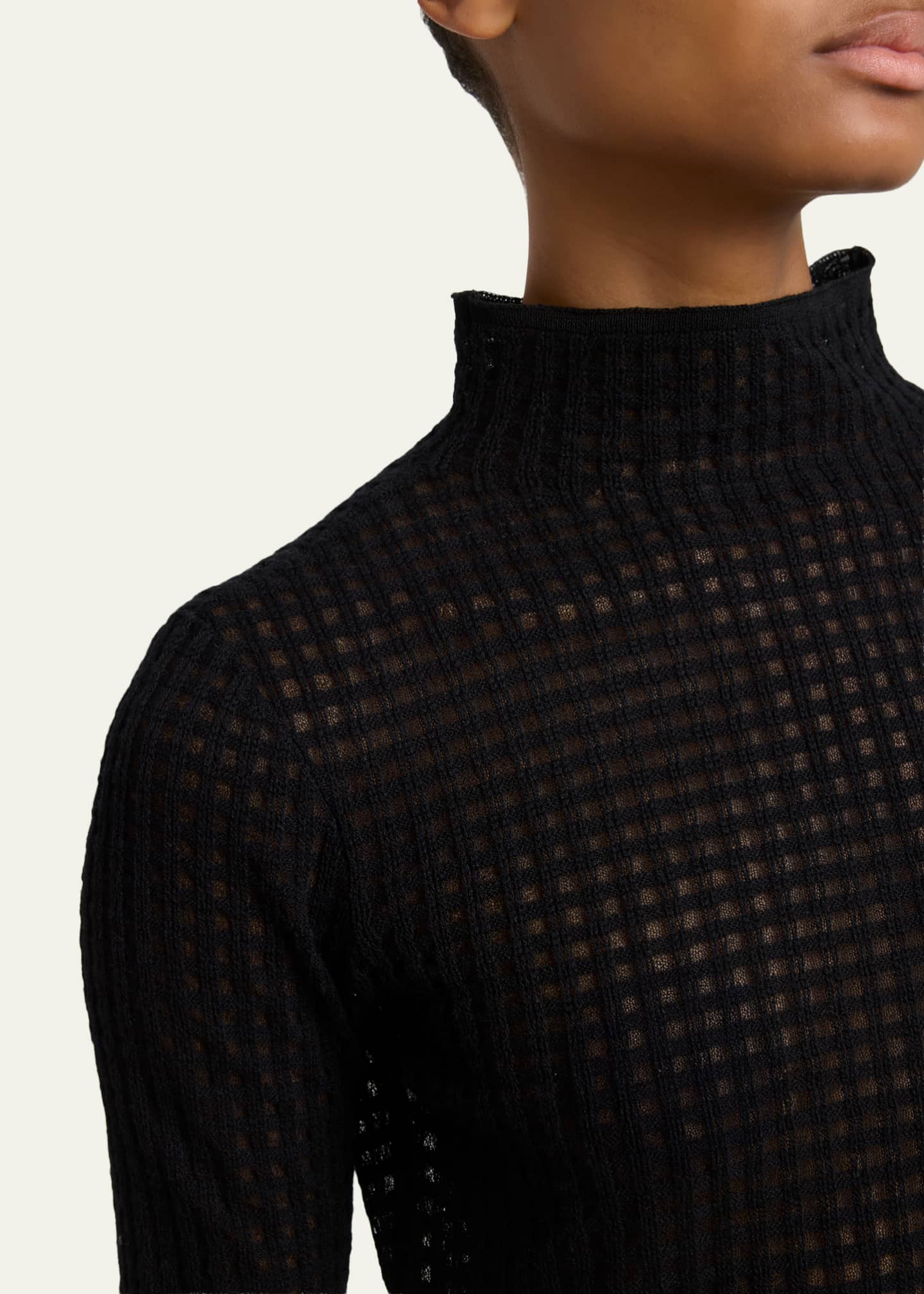 Proenza Schouler White Label Zella Check Merino Mock-Neck Top