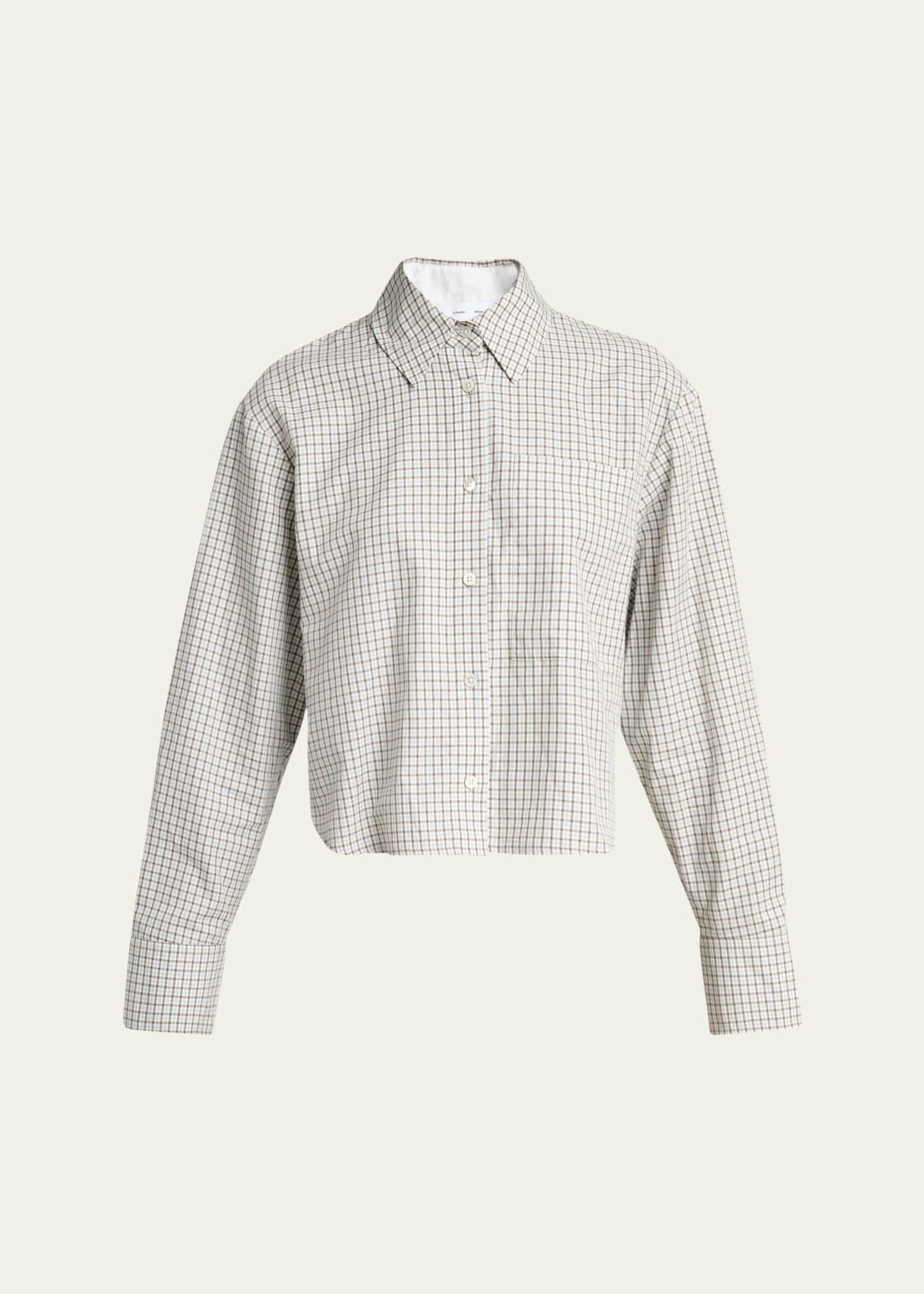 Proenza Schouler White Label Olive Cropped Check Shirt - Bergdorf