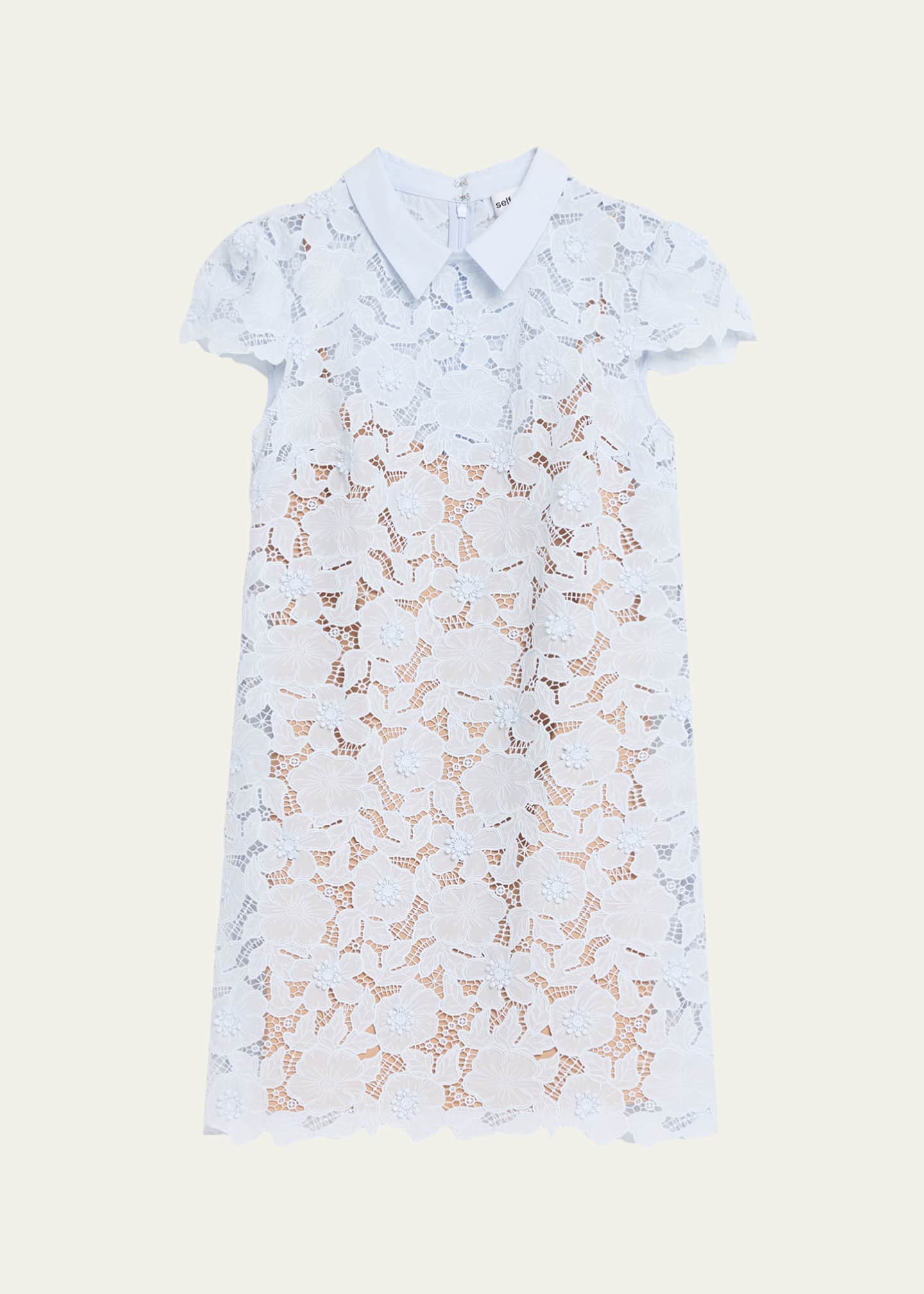 abstract floral guipure mini dress Self-Portrait Guipure Lace Mini Dress