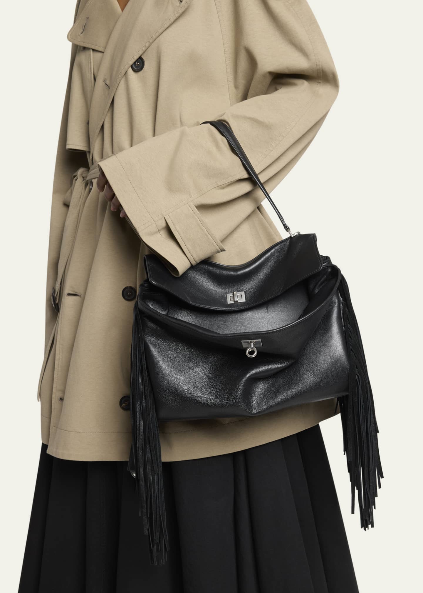 Balenciaga Rodeo Medium Leather Fringed Top-Handle Bag - Bergdorf