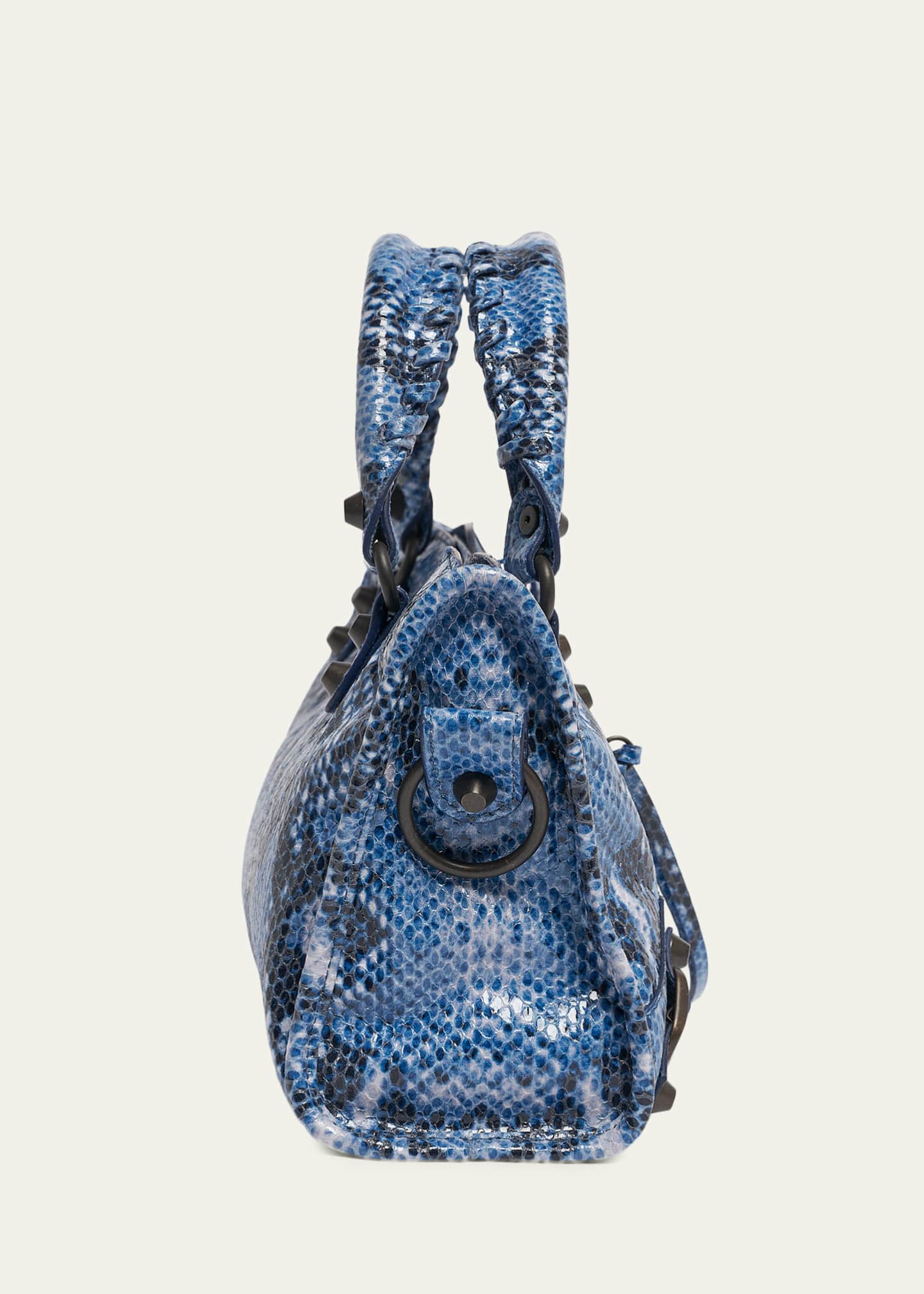 Balenciaga Le City Mini Python-Embossed Leather Top-Handle Bag